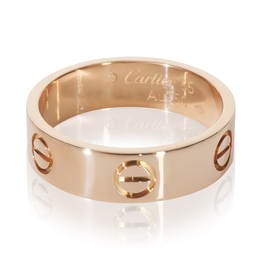 Cartier 18k Rose Gold Love Ring Size 7.25 Unisex: Cartier 18k Rose Gold Love Ring Size 7.25 Unisex Presenting the Cartier Rose Gold Love Ring, a timeless piece from the renowned Love collection. This exquisite ring is crafted from 18k rose gold, offe