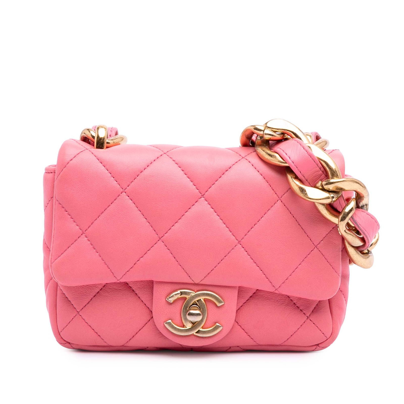 Chanel Mini Quilted Lambskin Funky Town Flap Pink Shoulder Bag (1 of 12)
