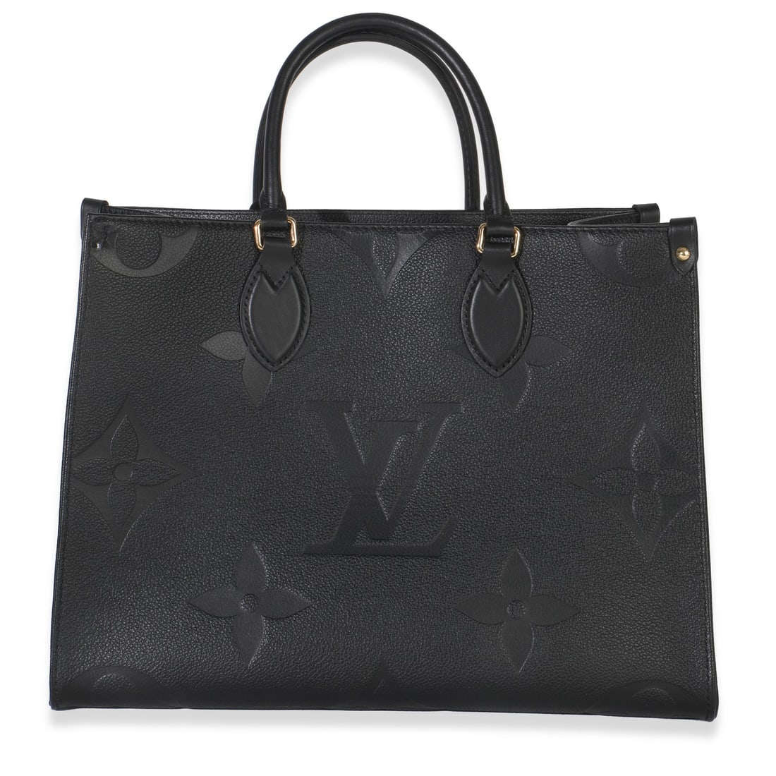 Black Leather Onthego MM Tote with Dustbag by Louis Vuitton (1 of 9)