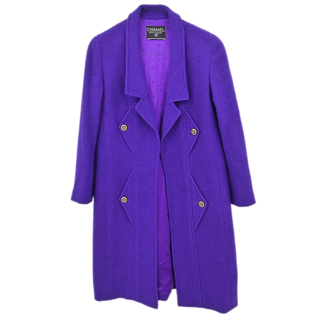 Vintage Chanel Long Purple Coat Button Closure Casual Fall Winter (1 of 10)
