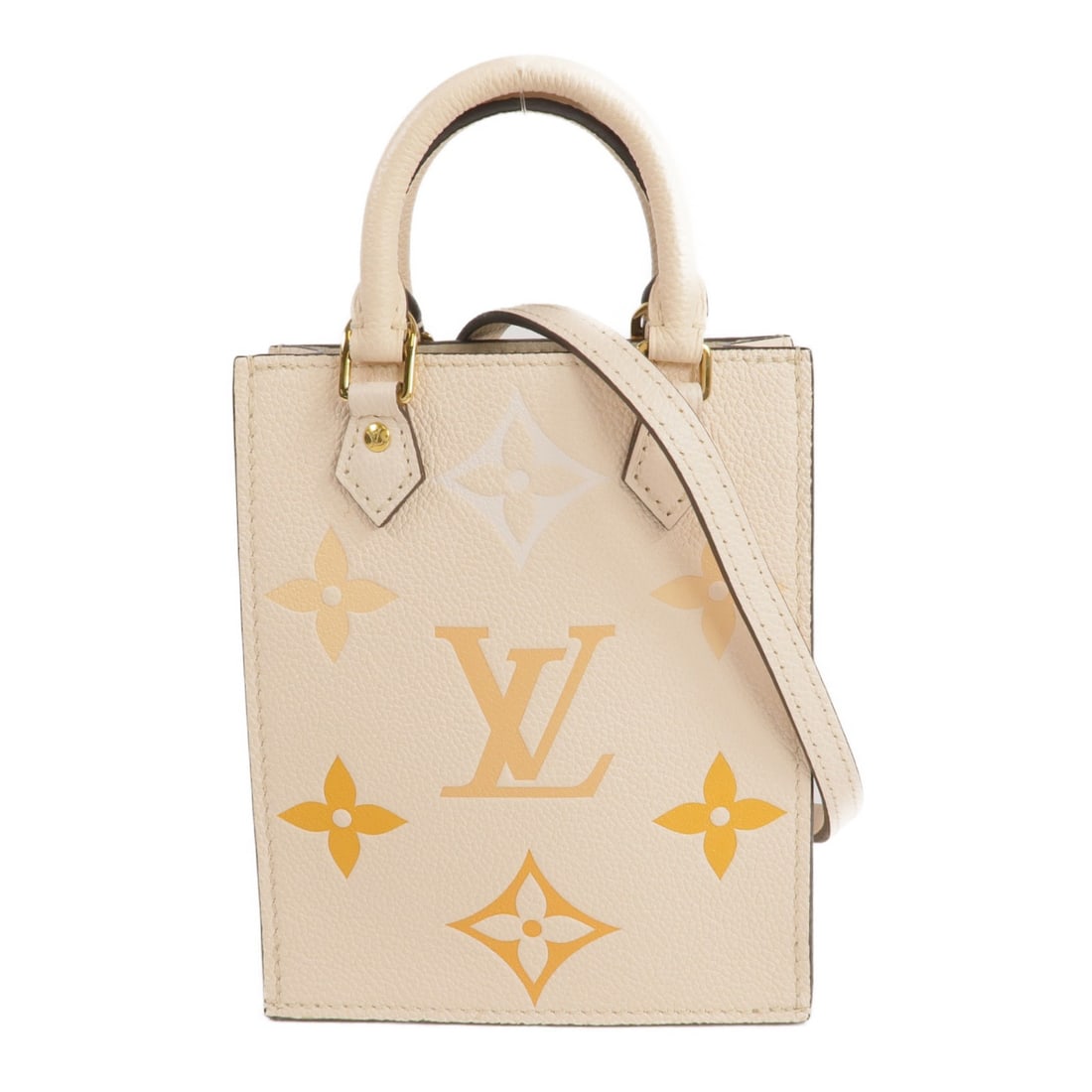 Louis Vuitton Petit Sack Plat Beige Calfskin Monogram Empreinte 2way Shoulder Bag (1 of 12)