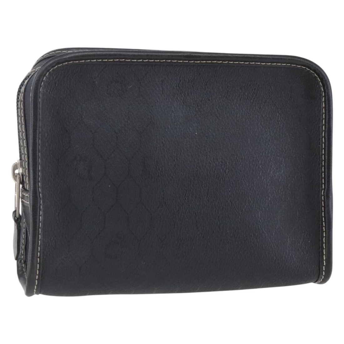 Christian Dior Black Honeycomb Canvas Pouch PVC Leather Made in France: Christian Dior Black Honeycomb Canvas Pouch PVC Leather Made in France This elegant Christian Dior pouch is crafted from high-quality PVC leather and honeycomb canvas, showcasing a sleek black exterio