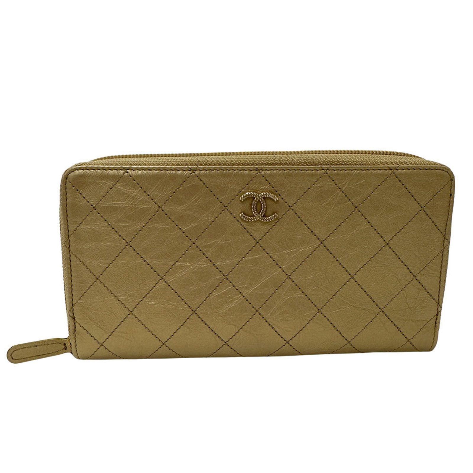 Chanel Coco Mark Gold Leather Wallet 10.5cm x 19cm (1 of 12)