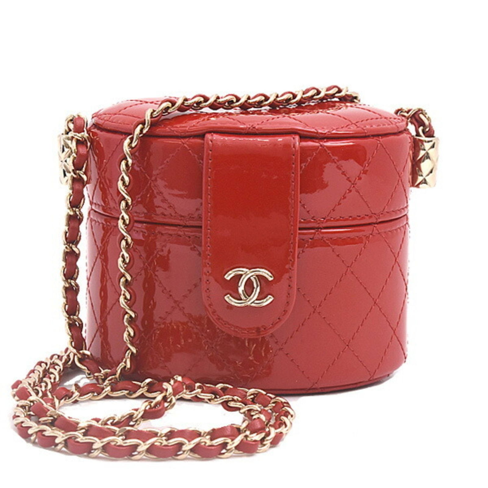 Red Patent Leather Chanel Vanity Bag with 125cm Strap (1 of 1)