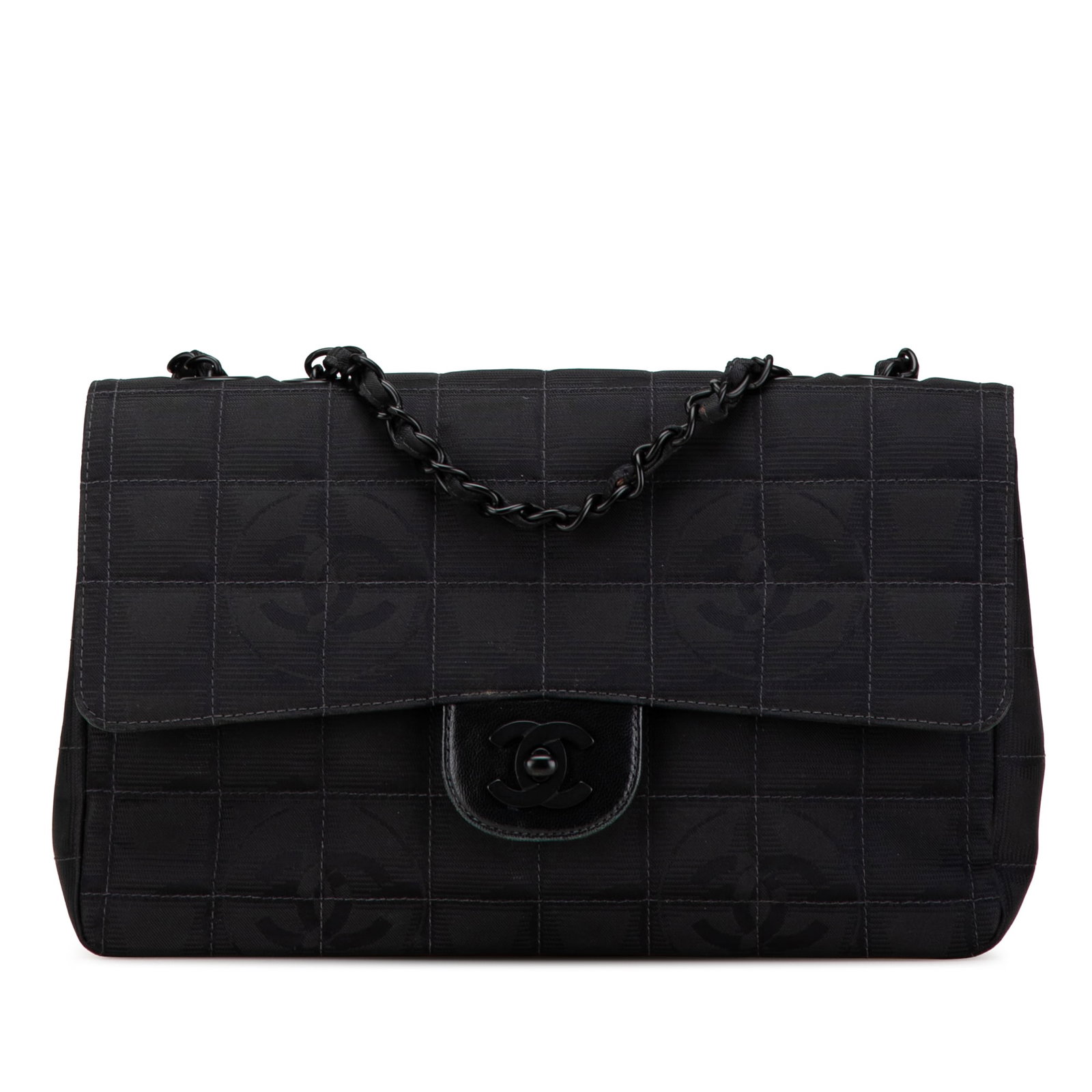 Chanel New Travel Line Medium Black Nylon Flap Bag: Chanel New Travel Line Medium Black Nylon Flap Bag Discover the Chanel New Travel Line Medium Nylon Single Flap, a chic and functional shoulder bag crafted from durable nylon. This stylish accessory f