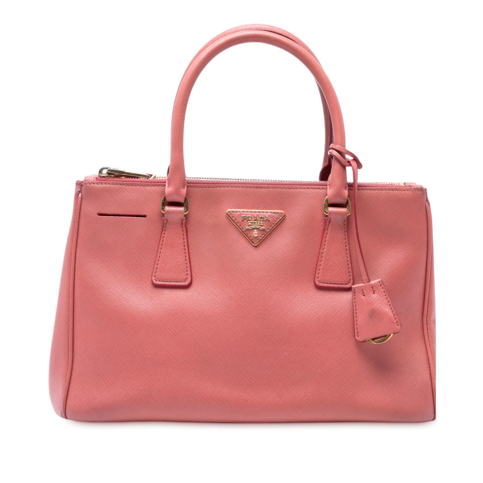 Prada Small Saffiano Lux Galleria Pink Double Zip Satchel (1 of 7)