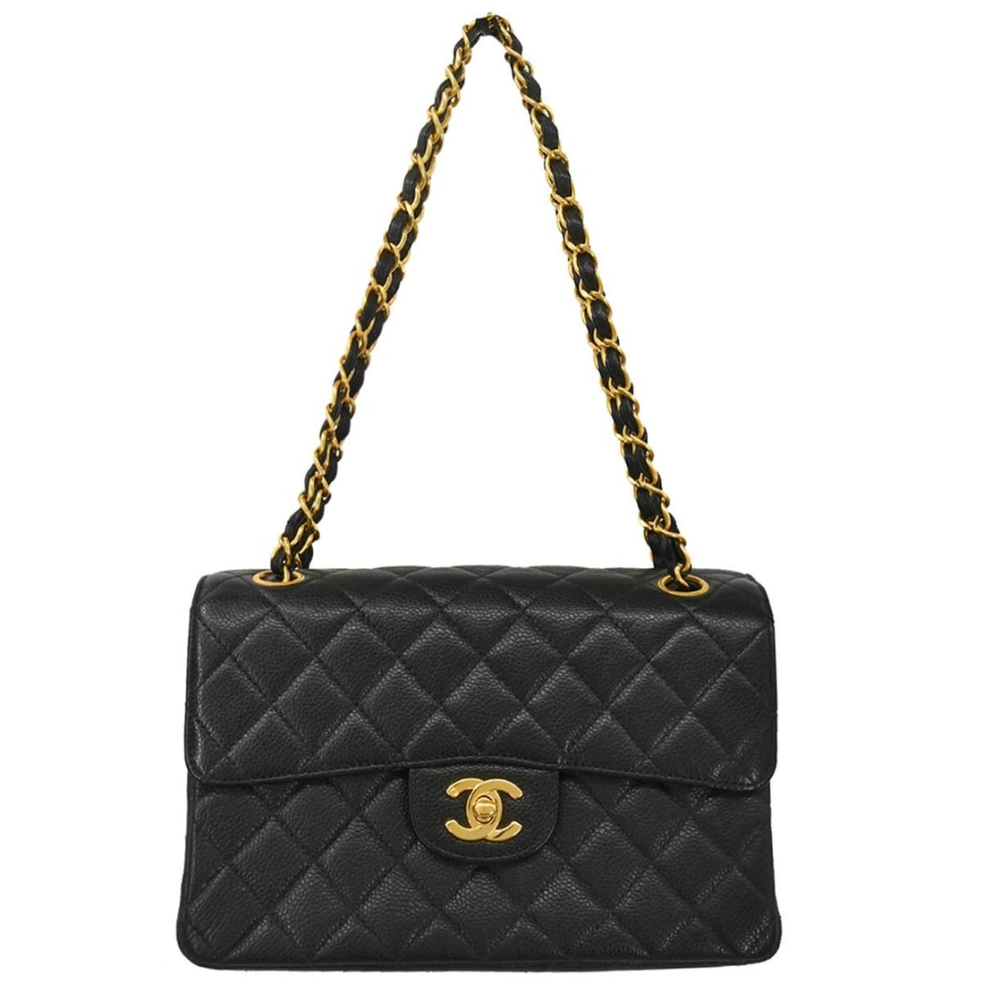 Chanel Black Calfskin Double Sided Classic Flap Shoulder Bag: Chanel Black Calfskin Double Sided Classic Flap Shoulder Bag Introducing the iconic Chanel Black Calfskin Double Sided Classic Flap Shoulder Bag, a perfect blend of elegance and functionality. This me