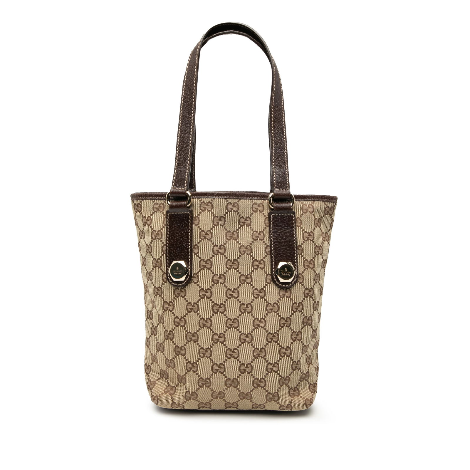 Gucci Charmy Shoulder Bag in GG Canvas and Leather Trim: Gucci Charmy Shoulder Bag in GG Canvas and Leather Trim This Gucci GG Canvas Charmy Shoulder Bag features a brown canvas body with leather trim, flat leather straps, an open top, and interior zip and