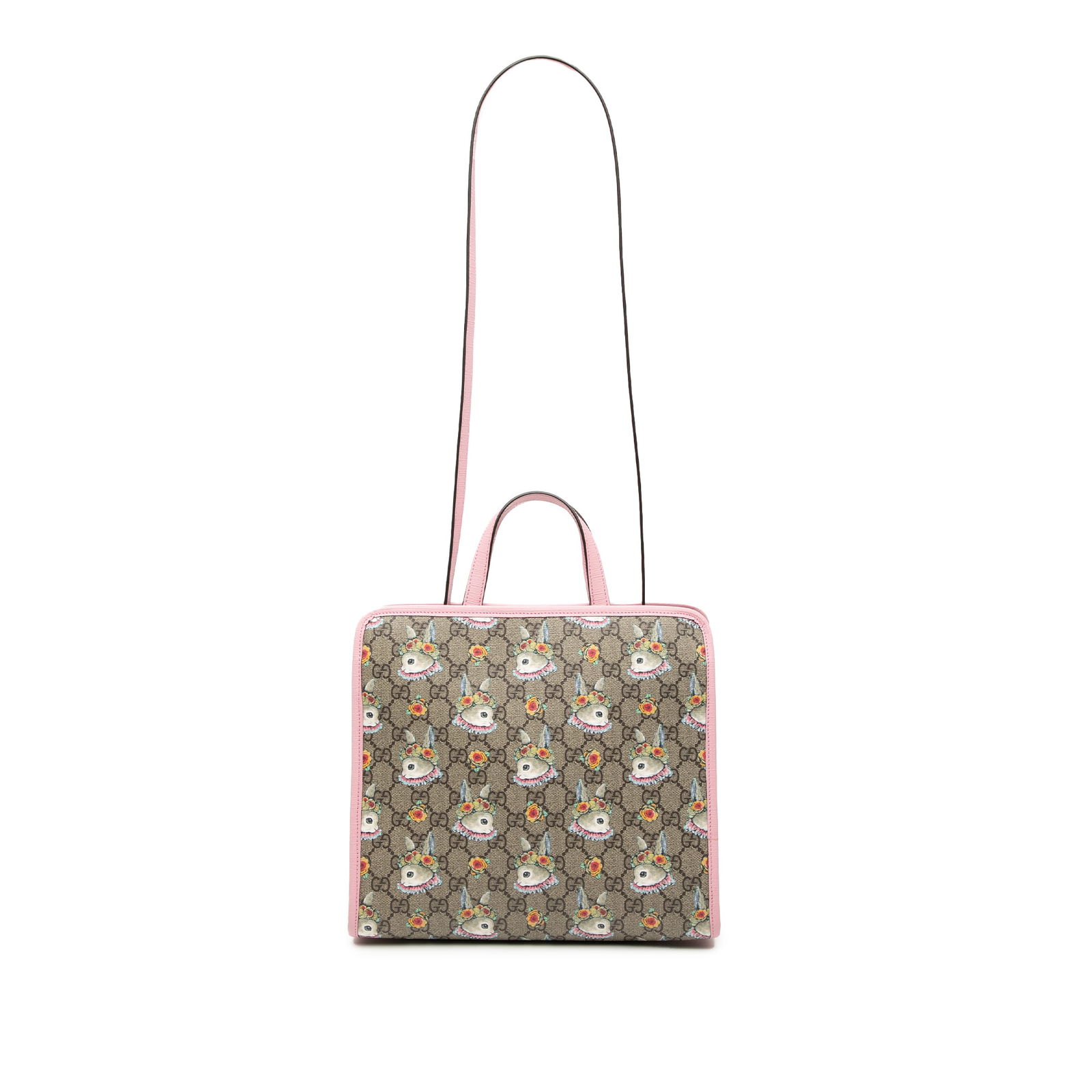 Gucci GG Supreme Yuko Higuchi Floral Rabbit Canvas Satchel Bag: Gucci GG Supreme Yuko Higuchi Floral Rabbit Canvas Satchel Bag This Gucci Yuko Higuchi GG Supreme Floral Rabbit Satchel features a printed coated canvas body with leather trim, flat leather handles, a