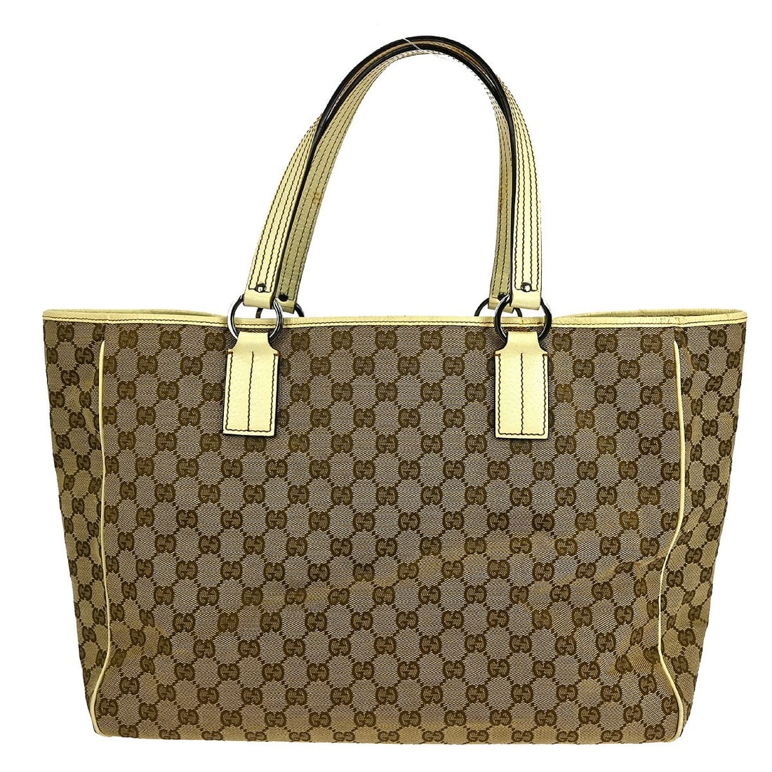 Gucci GG Canvas Leather Beige Medium Tote Bag 113022 002214 (1 of 9)
