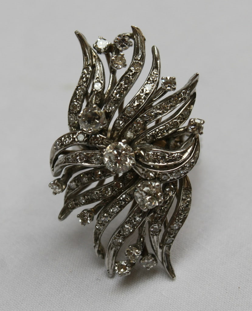 Elegant French 18K White Gold Diamond Ring 1/5ct Size 6.25 (1 of 7)