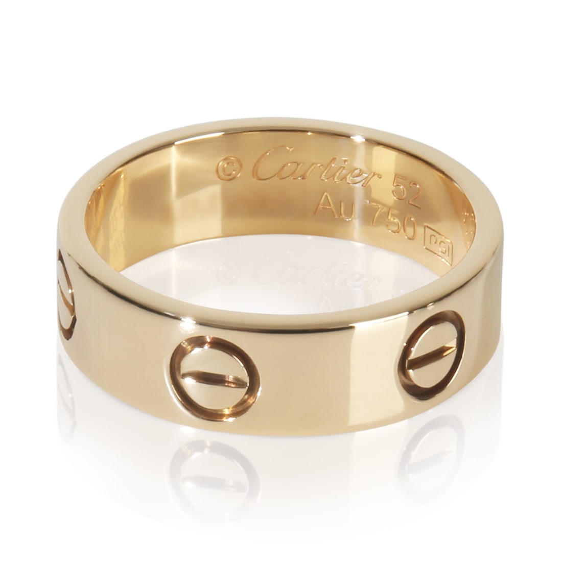 Cartier 18k Yellow Gold Love Collection Ring Size 6: Cartier 18k Yellow Gold Love Collection Ring Size 6 This Cartier Love ring is crafted from 18k yellow gold and features a classic design from the iconic Love collection. The ring is a size 6 and is de