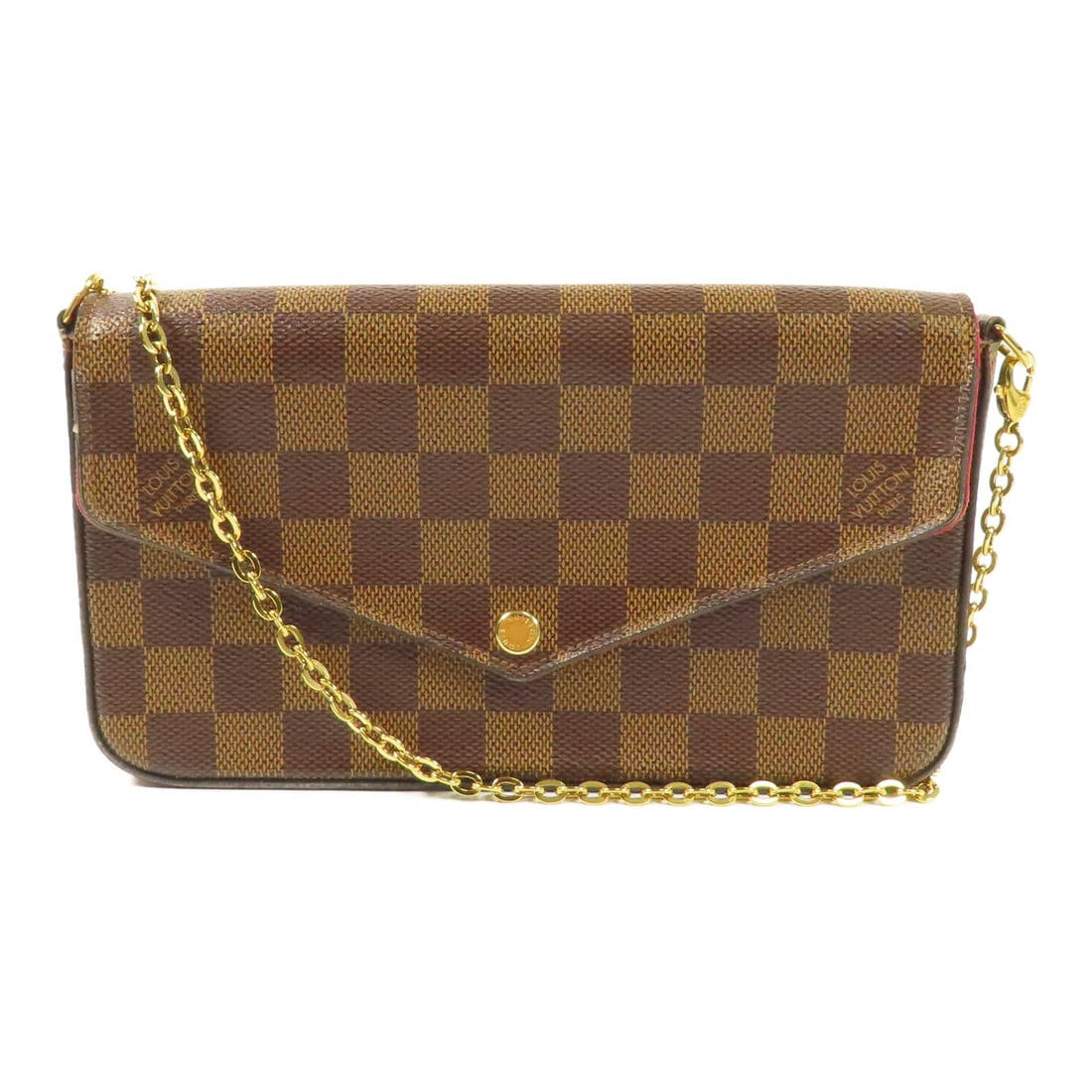 LOUIS VUITTON Felice Pochette Chain Shoulder Bag N63032 Brown: LOUIS VUITTON Felice Pochette Chain Shoulder Bag N63032 Brown This LOUIS VUITTON Felice Pochette Chain Shoulder Bag is a stylish accessory perfect for any occasion. Crafted from durable PVC coated can
