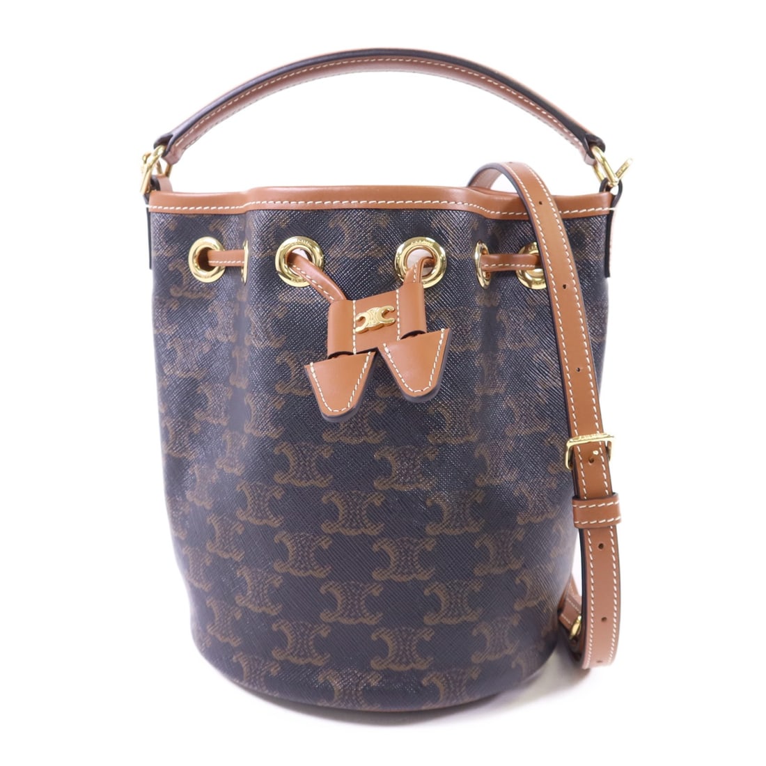 Celine Teen Clara Brown 2way Shoulder Bag PVC Coated Canvas Gold Hardware (1 of 15)