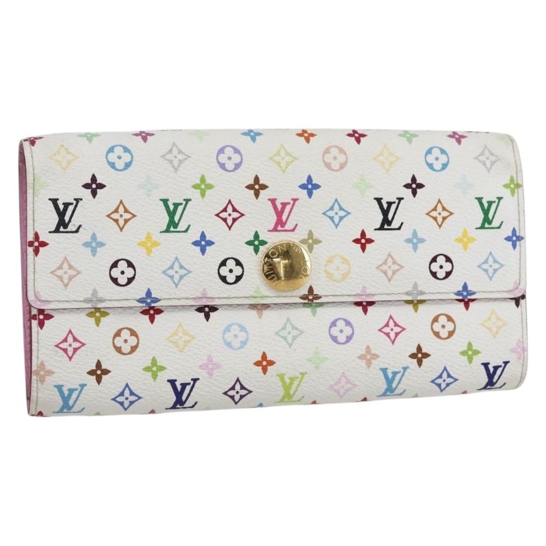 LOUIS VUITTON Multicolor Portefeuille Sarah Wallet M93532 White Canvas (1 of 18)