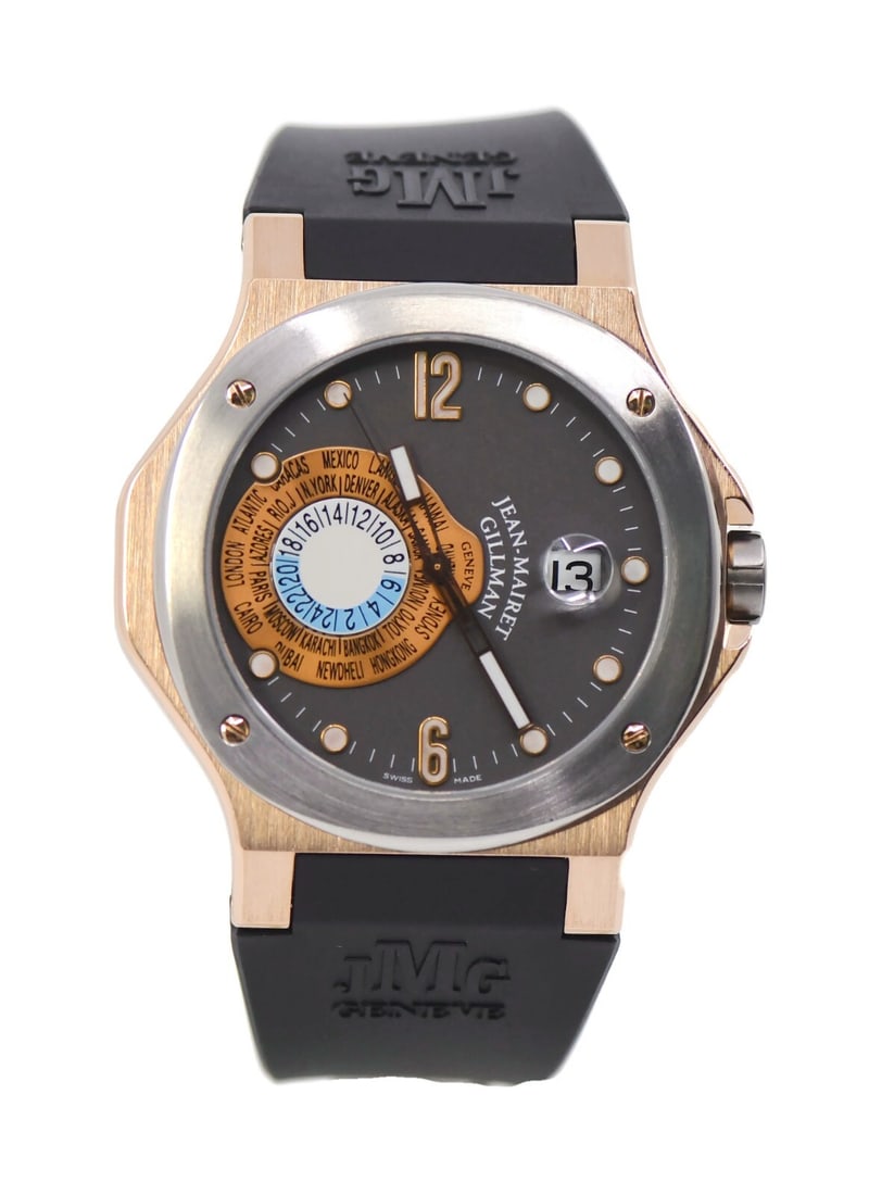Jean-Mairet Gillman World Time 18K Rose Gold Automatic Watch: Jean-Mairet Gillman World Time 18K Rose Gold Automatic Watch Discover the elegance of the Jean-Mairet Gillman World Time watch, crafted from luxurious 18K rose gold. This exquisite wristwatch features