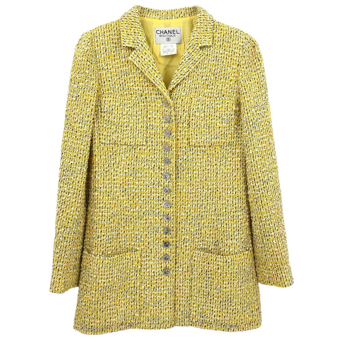 Chanel Vintage Yellow Single Breasted Jacket Coat Size 40 (1 of 10)