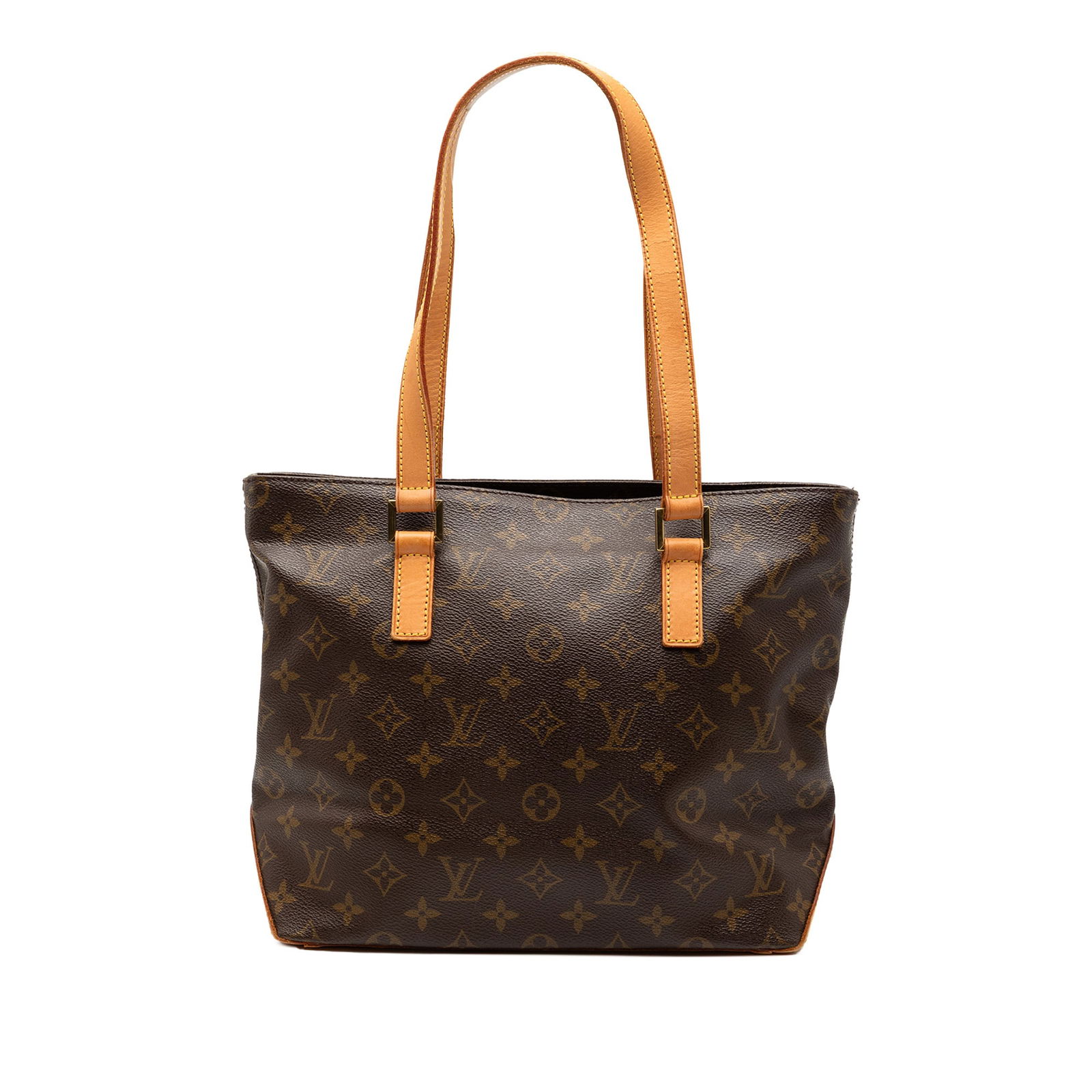 Louis Vuitton Cabas Piano Tote in Monogram Canvas with Leather Trim: Louis Vuitton Cabas Piano Tote in Monogram Canvas with Leather Trim The Louis Vuitton Monogram Cabas Piano features the iconic monogram canvas with vachetta leather trim and flat vachetta leather hand