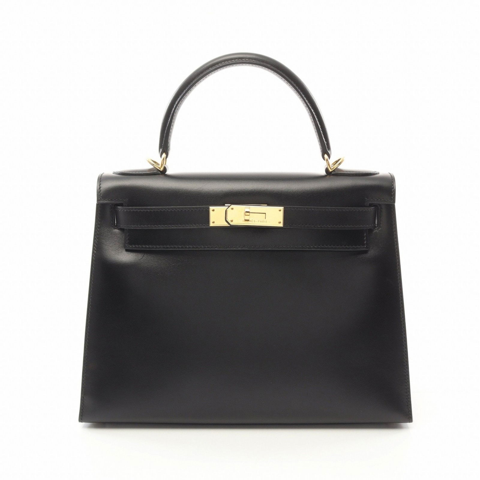 Black Leather Kelly 28 Handbag by Hermes France (1 of 11)