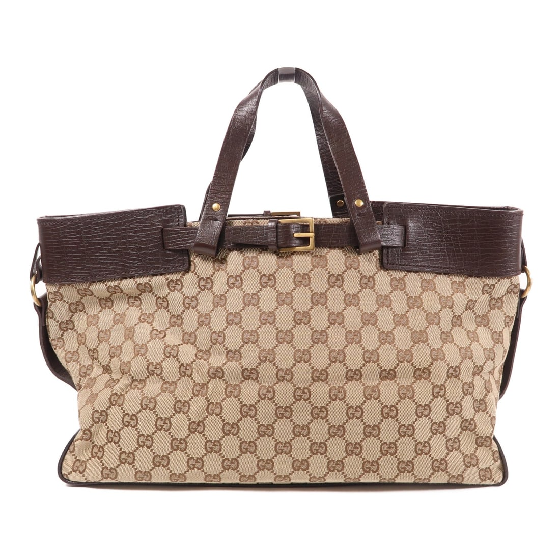 GUCCI GG Canvas Leather Handbag Brown GHW 106251 Italy (1 of 13)