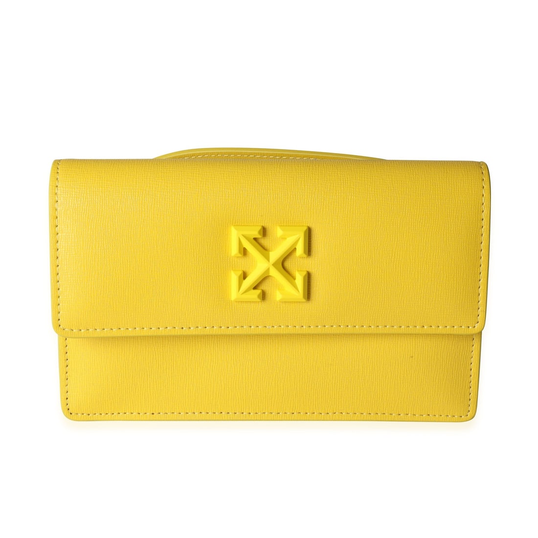 Off-White Jitney 0.8 Yellow Leather Belt Bag with Accessories: Off-White Jitney 0.8 Yellow Leather Belt Bag with Accessories Introducing the Off-White Yellow Saffiano Leather Jitney 0.8 Tonal Arrow Belt Bag, a stylish and versatile accessory perfect for any occas