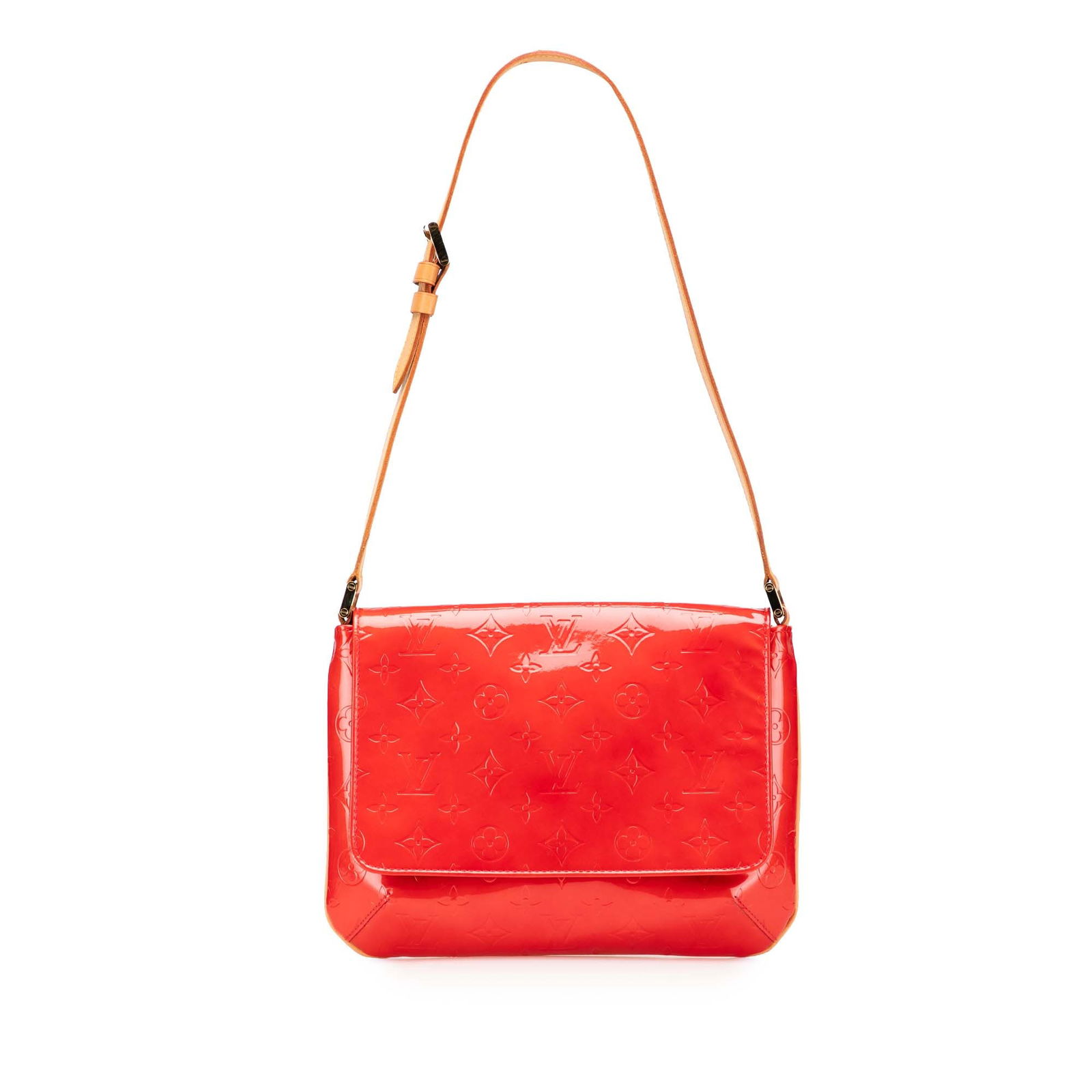 Louis Vuitton Monogram Vernis Thompson Street Red Leather Bag: Louis Vuitton Monogram Vernis Thompson Street Red Leather Bag The Louis Vuitton Monogram Vernis Thompson Street bag is a stylish accessory crafted from high-quality vernis leather. This eye-catching b