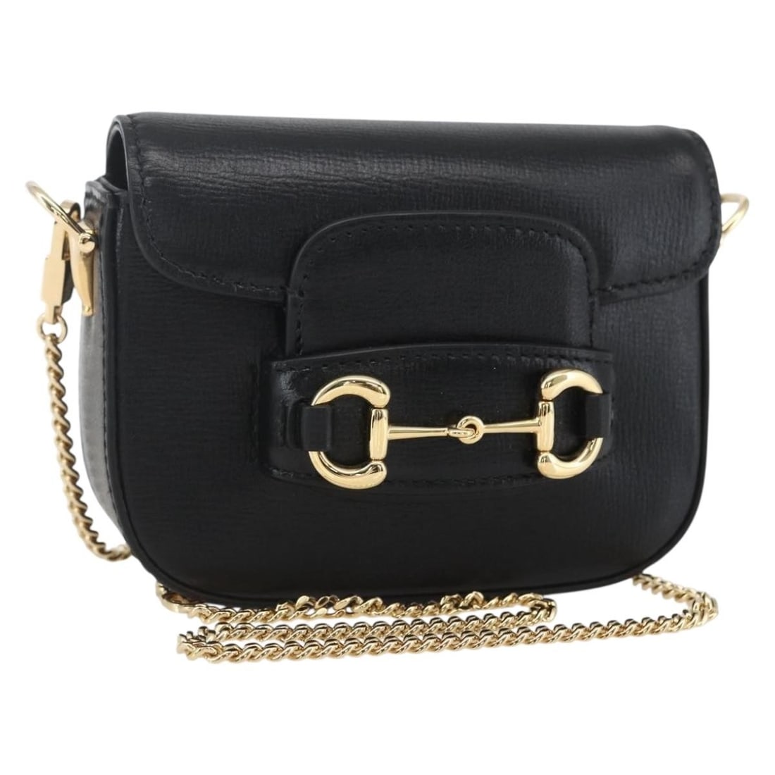 Gucci Nano Horsebit Black Leather Shoulder Bag with Gold Accents Model 760253 (1 of 18)