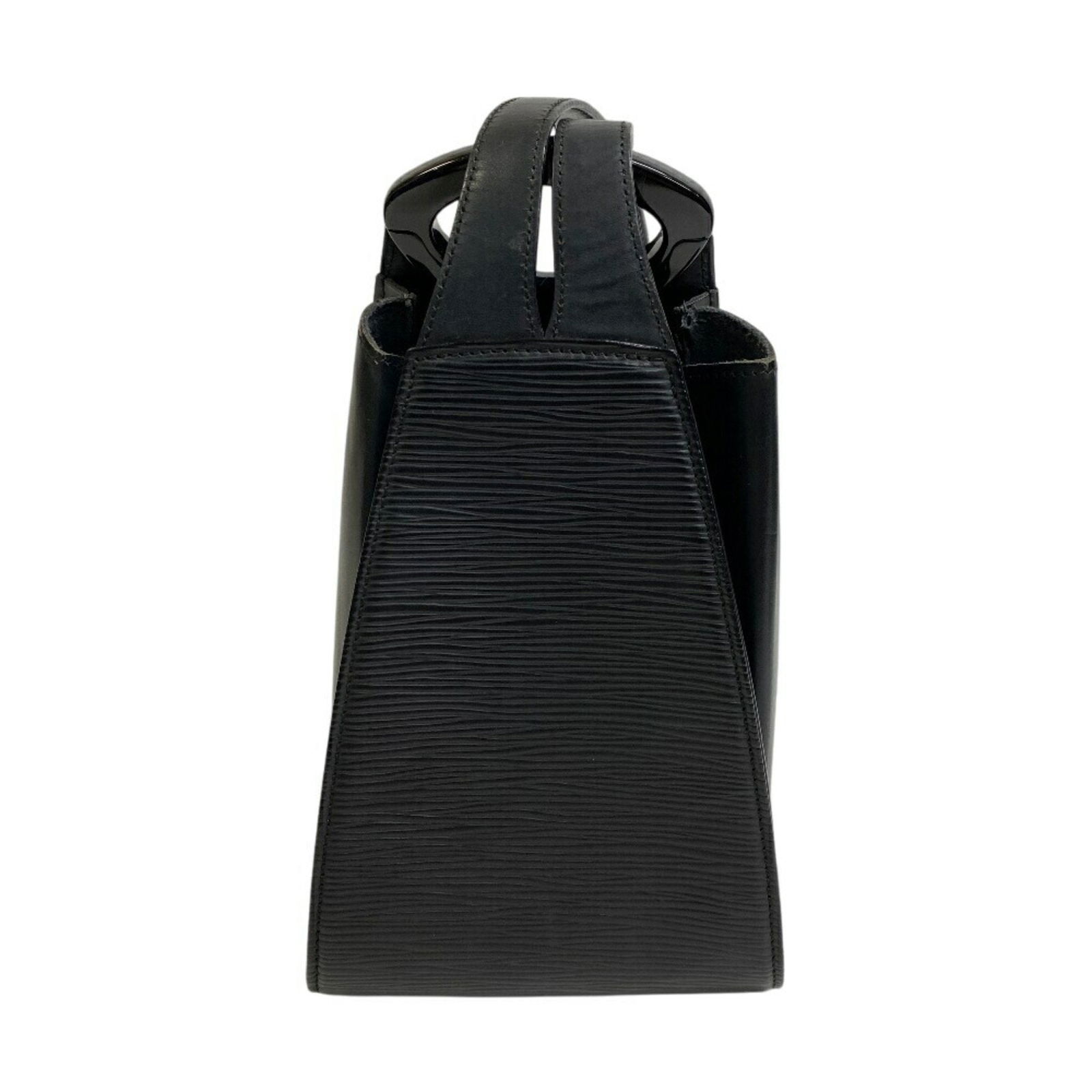 Black Leather Minuit Bag by Louis Vuitton France: Black Leather Minuit Bag by Louis Vuitton France Louis Vuitton Minuit handbag crafted in black leather. Features a compact design with a structured silhouette. The bag shows slight signs of use, inclu