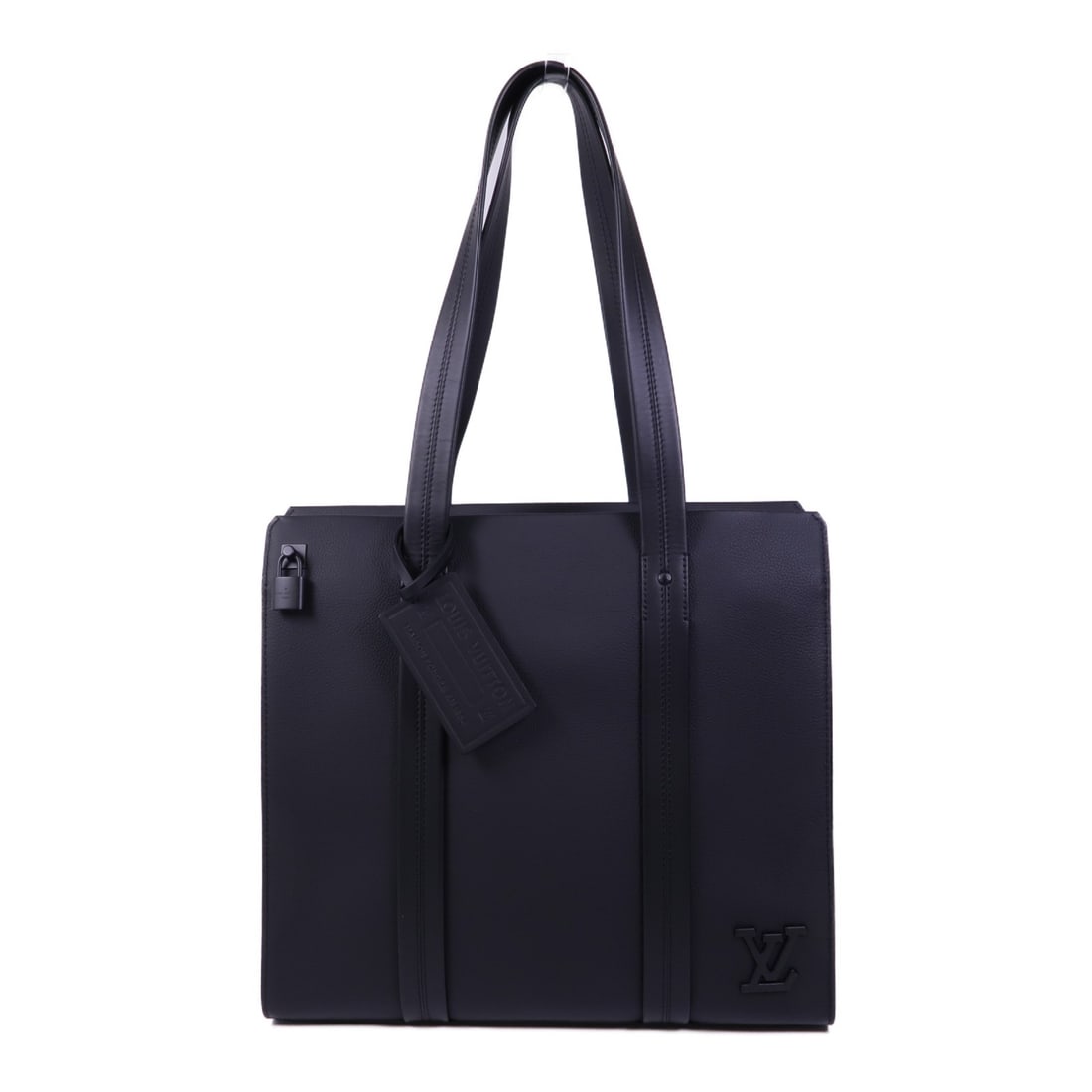 Louis Vuitton LV Take Off Tote Bag Black Calfskin M57308 France: Louis Vuitton LV Take Off Tote Bag Black Calfskin M57308 France Introducing the exquisite Louis Vuitton LV Take Off Tote Bag, a stylish accessory crafted from premium calfskin (cowhide) in a sleek bla