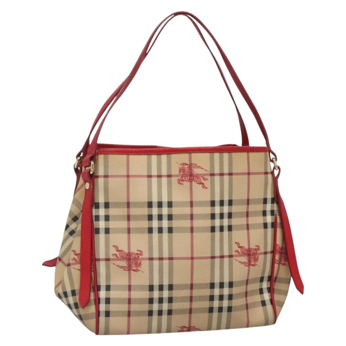 Burberry Nova Check Beige Gold PVC Shoulder Bag Italy Auth 133163: Burberry Nova Check Beige Gold PVC Shoulder Bag Italy Auth 133163 This authentic Burberry Nova Check Shoulder Bag is crafted from durable PVC leather in a stylish beige and gold color combination. Des