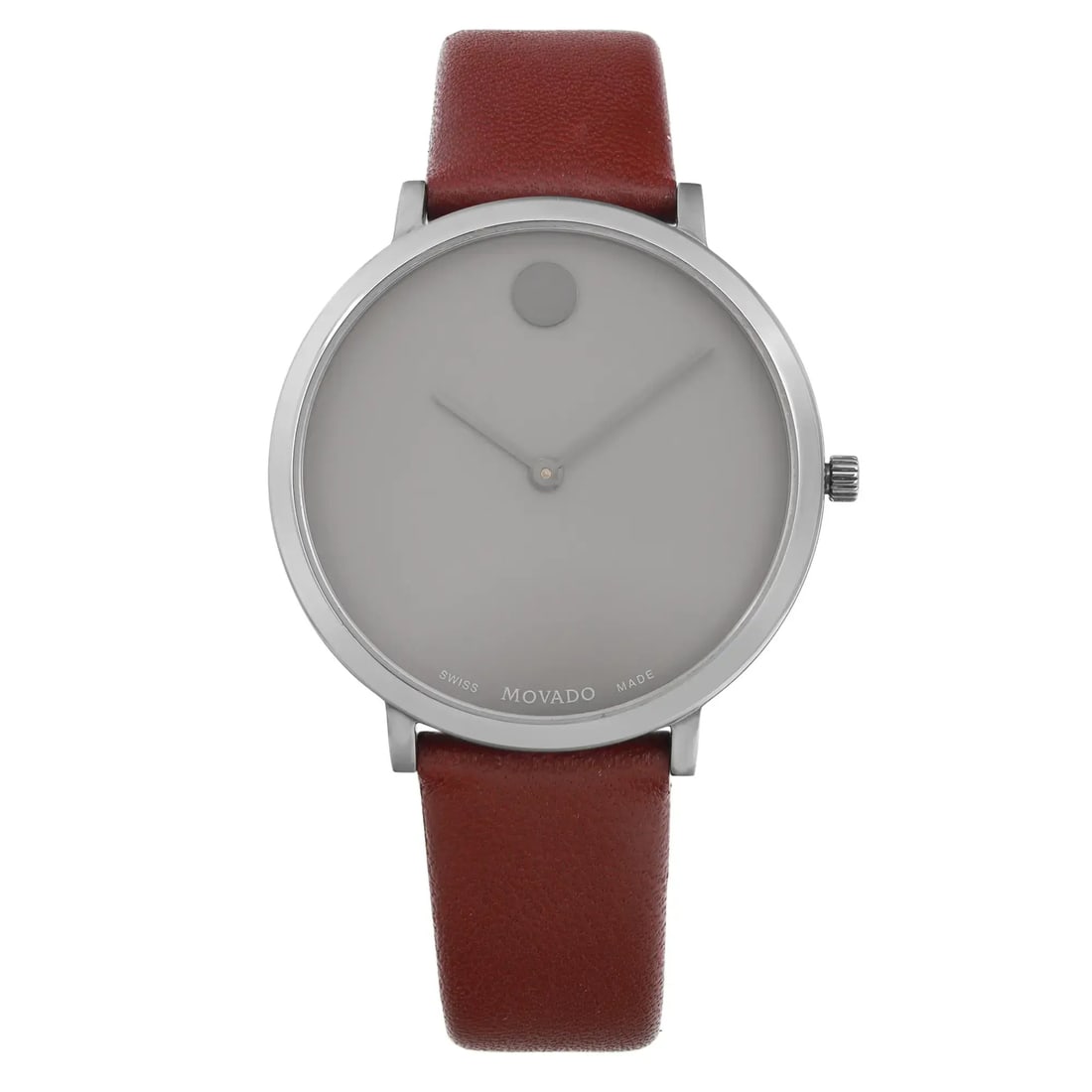 Movado Modern 47 Gray Dial PVD Steel Ladies Quartz Watch Red Leather Band: Movado Modern 47 Gray Dial PVD Steel Ladies Quartz Watch Red Leather Band Discover the elegance of the Movado Modern 47, a luxurious wristwatch designed for ladies. This sophisticated timepiece featur