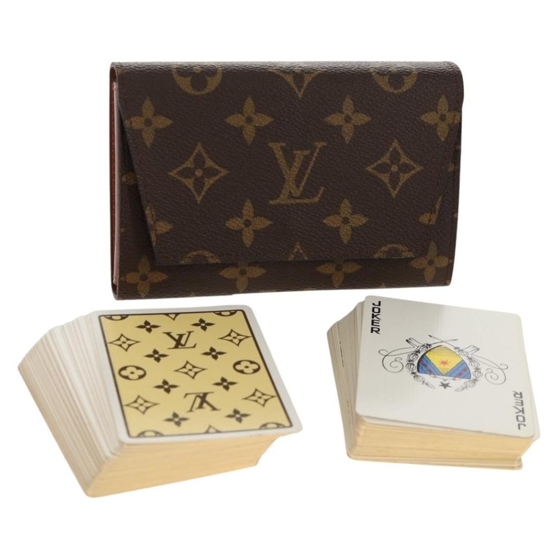 LOUIS VUITTON Monogram Playing Cards Case M58648 with Dust Bag: LOUIS VUITTON Monogram Playing Cards Case M58648 with Dust Bag This Louis Vuitton Monogram Playing Cards Case is a stylish accessory pouch crafted from durable Monogram Canvas. Designed in France, thi