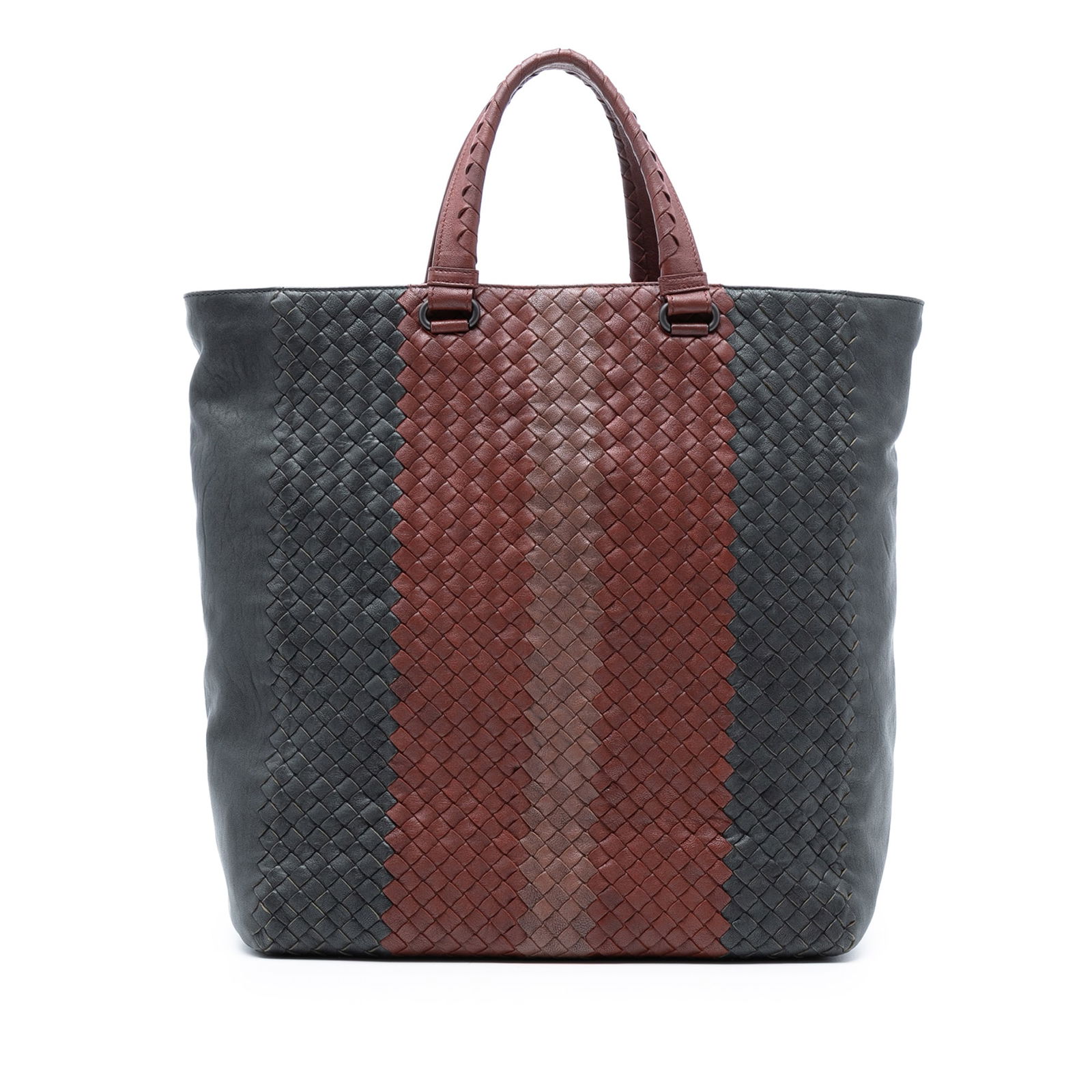 Bottega Veneta Gray Nappa Intrecciato Convertible Tote Bag: Bottega Veneta Gray Nappa Intrecciato Convertible Tote Bag The Bottega Veneta Tricolor Nappa Intrecciato Convertible Tote is a stylish satchel crafted from high-quality nappa leather. It is designed w