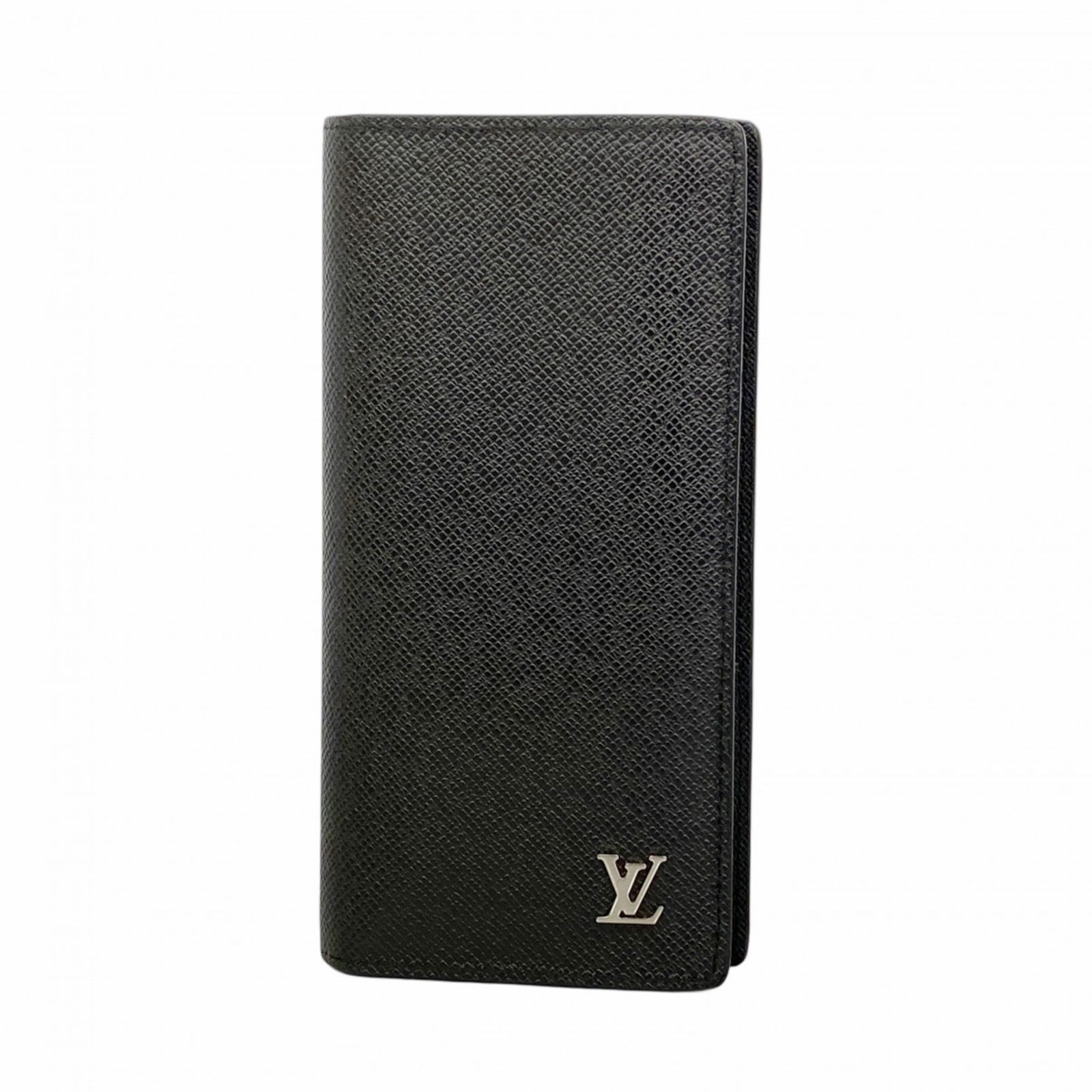Black Leather Brazza Wallet by Louis Vuitton for Men: Black Leather Brazza Wallet by Louis Vuitton for Men This Louis Vuitton Brazza wallet is crafted from black leather and designed for men. Made in France, it features a sleek, practical design. The wal