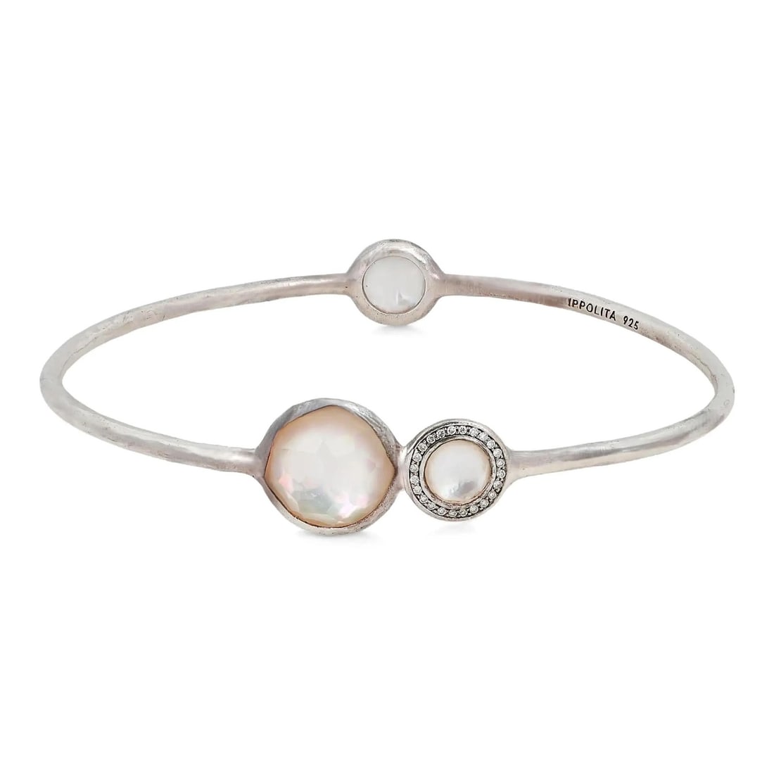 Sterling Silver Bangle with Diamond Quartz and Mother of Pearl by Ippolita (1 of 5)
