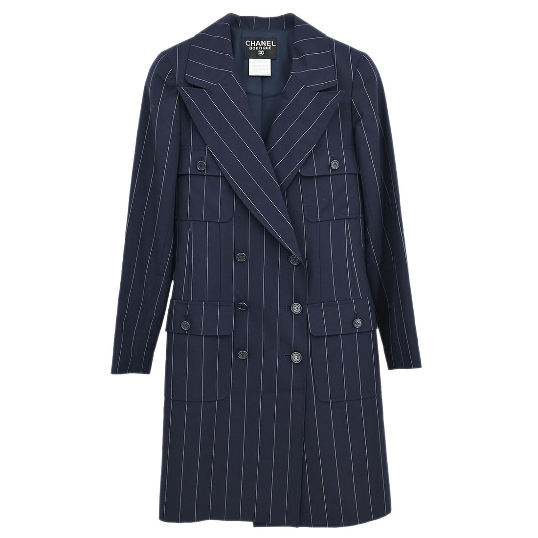 Chanel Vintage Navy Double Breasted Wool Jacket Size 36 (1 of 10)