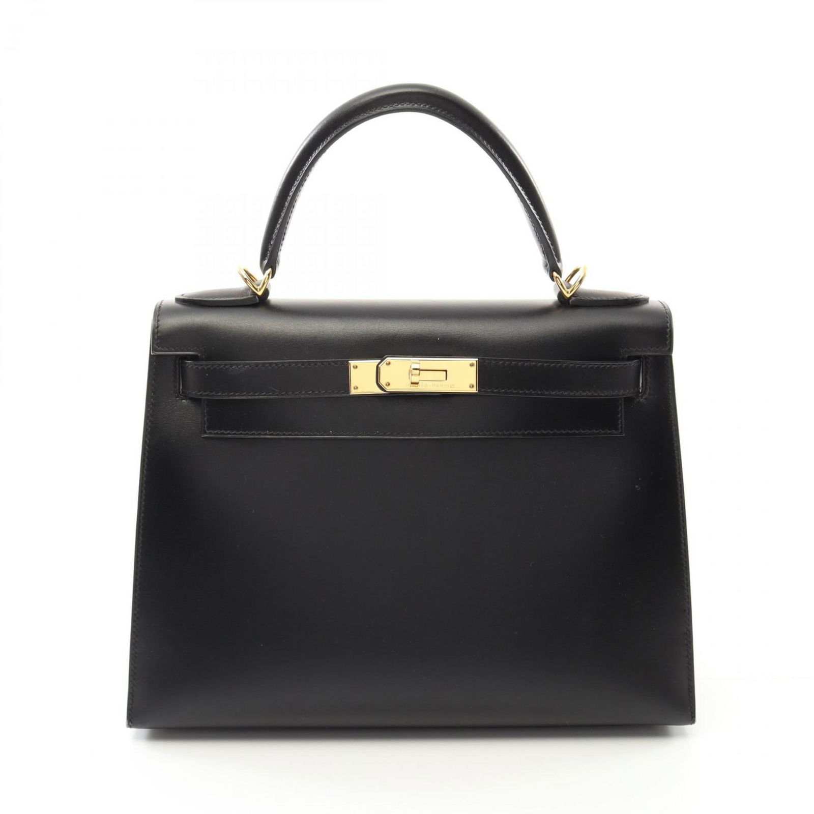 Black Leather Hermes Kelly 28 Handbag from France (1 of 11)