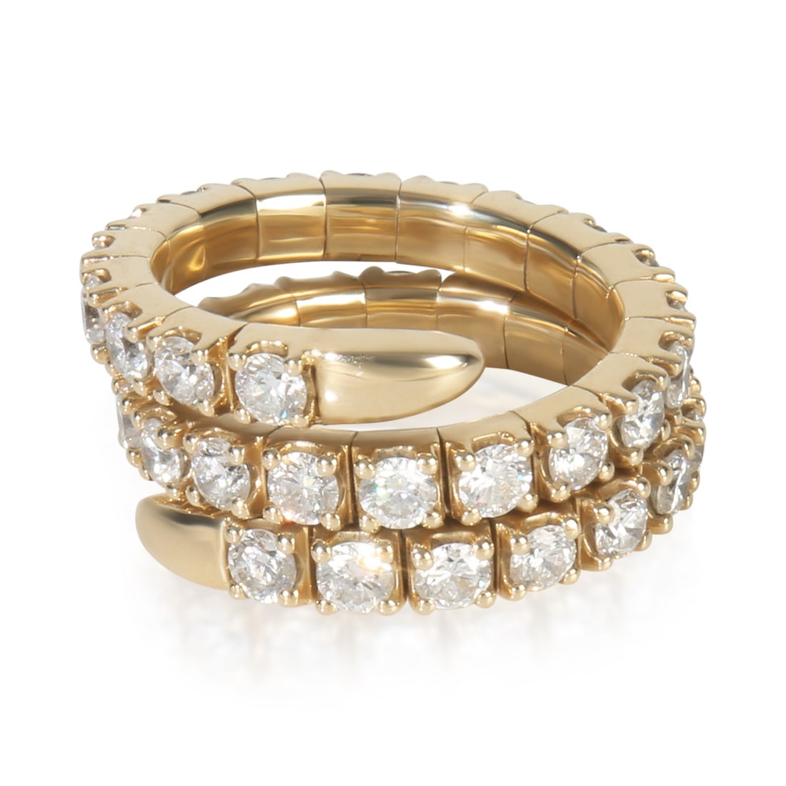Flexible Wrap 14k Yellow Gold Lab-Grown Diamond Ring 4.07 Carat: Flexible Wrap 14k Yellow Gold Lab-Grown Diamond Ring 4.07 Carat This pre-owned 14k yellow gold ring features a total of 4.07 carats of round brilliant lab-grown diamonds, with a clarity grade of VS1.