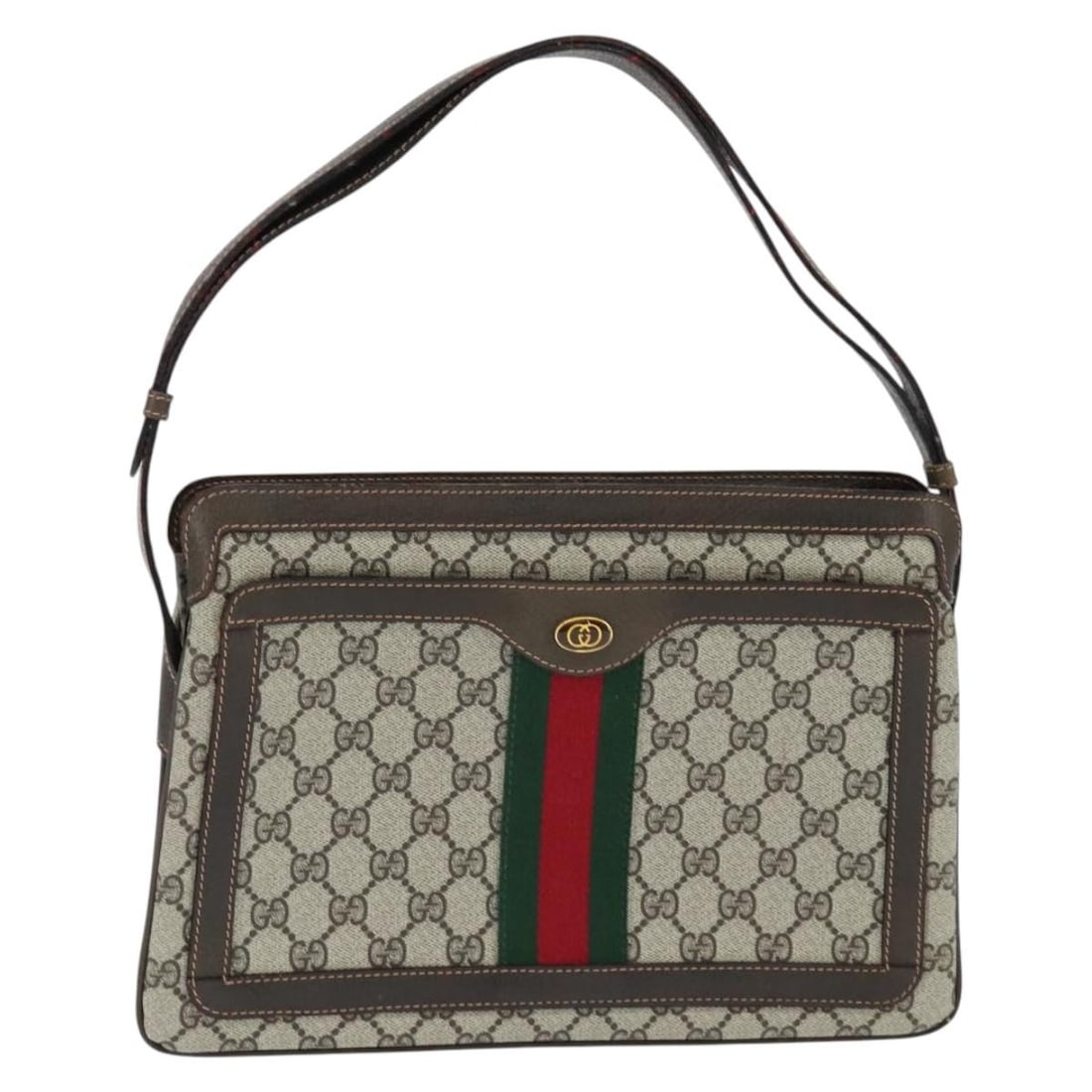 GUCCI GG Supreme Sherry Line Beige PVC Shoulder Bag 378 001 4085 Auth: GUCCI GG Supreme Sherry Line Beige PVC Shoulder Bag 378 001 4085 Auth This GUCCI GG Supreme Web Sherry Line Shoulder Bag is a sophisticated accessory made from durable PVC leather, featuring a stylish