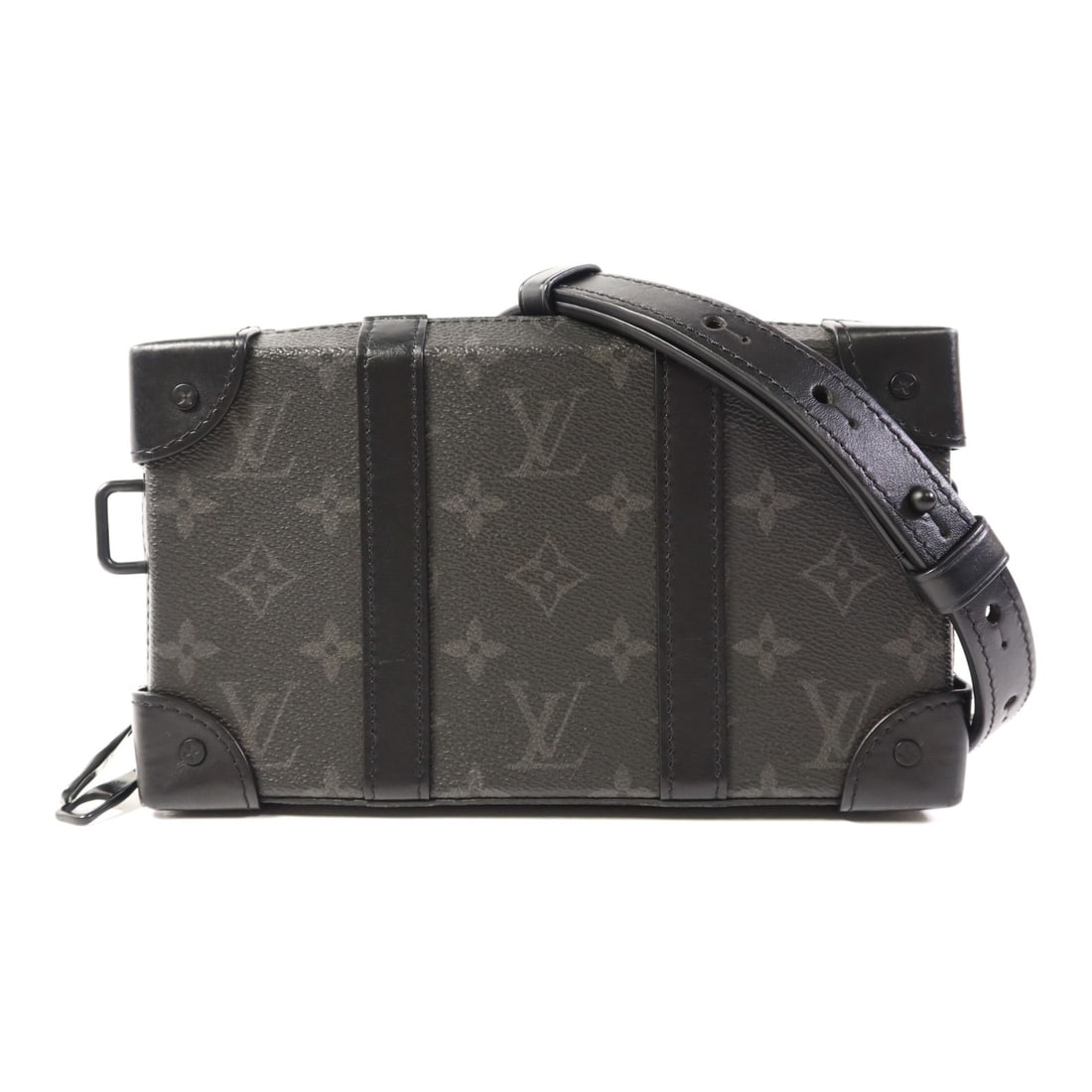 LOUIS VUITTON Soft Trunk Wallet Shoulder Bag M69838 Black Monogram Eclipse: LOUIS VUITTON Soft Trunk Wallet Shoulder Bag M69838 Black Monogram Eclipse This Louis Vuitton Soft Trunk Wallet Shoulder Bag is a stylish accessory crafted from durable PVC coated canvas. The bag feat
