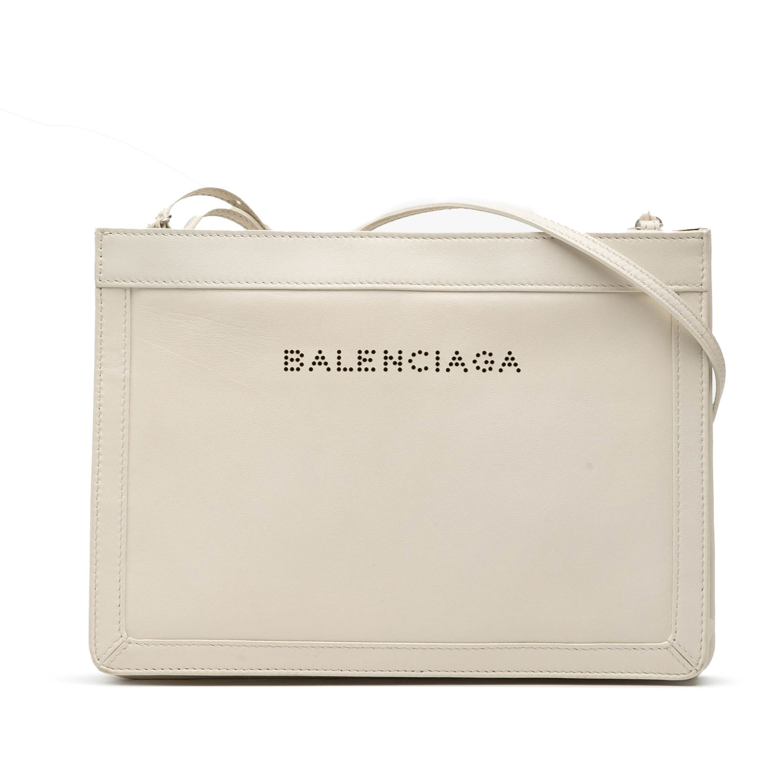 Balenciaga Navy Leather Pochette Bag with Perforated Logo and Crossbody Strap (1 of 9)