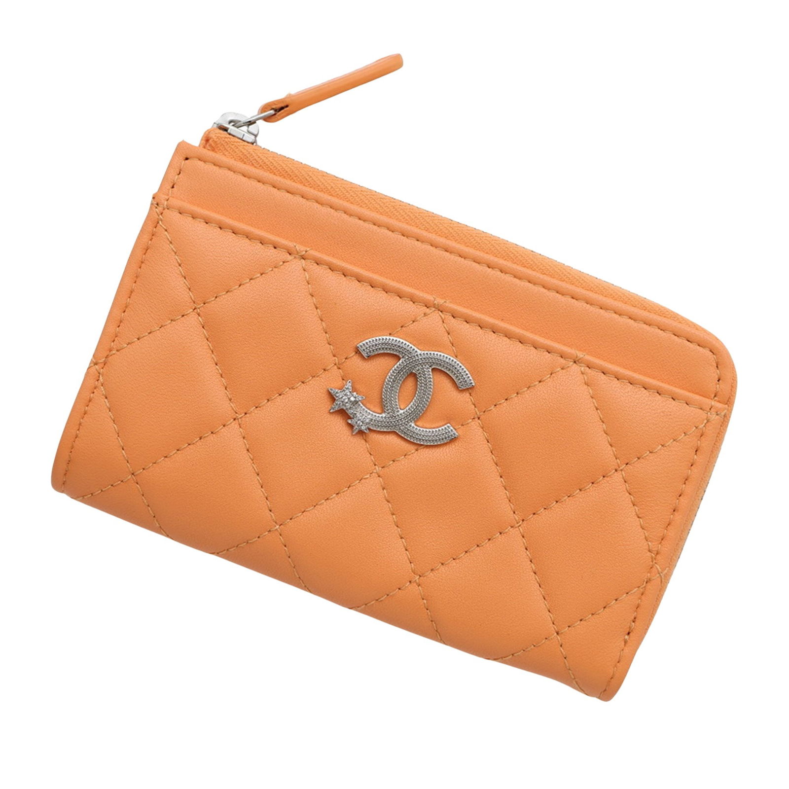Orange Leather CC Wallet by Chanel 8.5cm x 13cm (1 of 1)