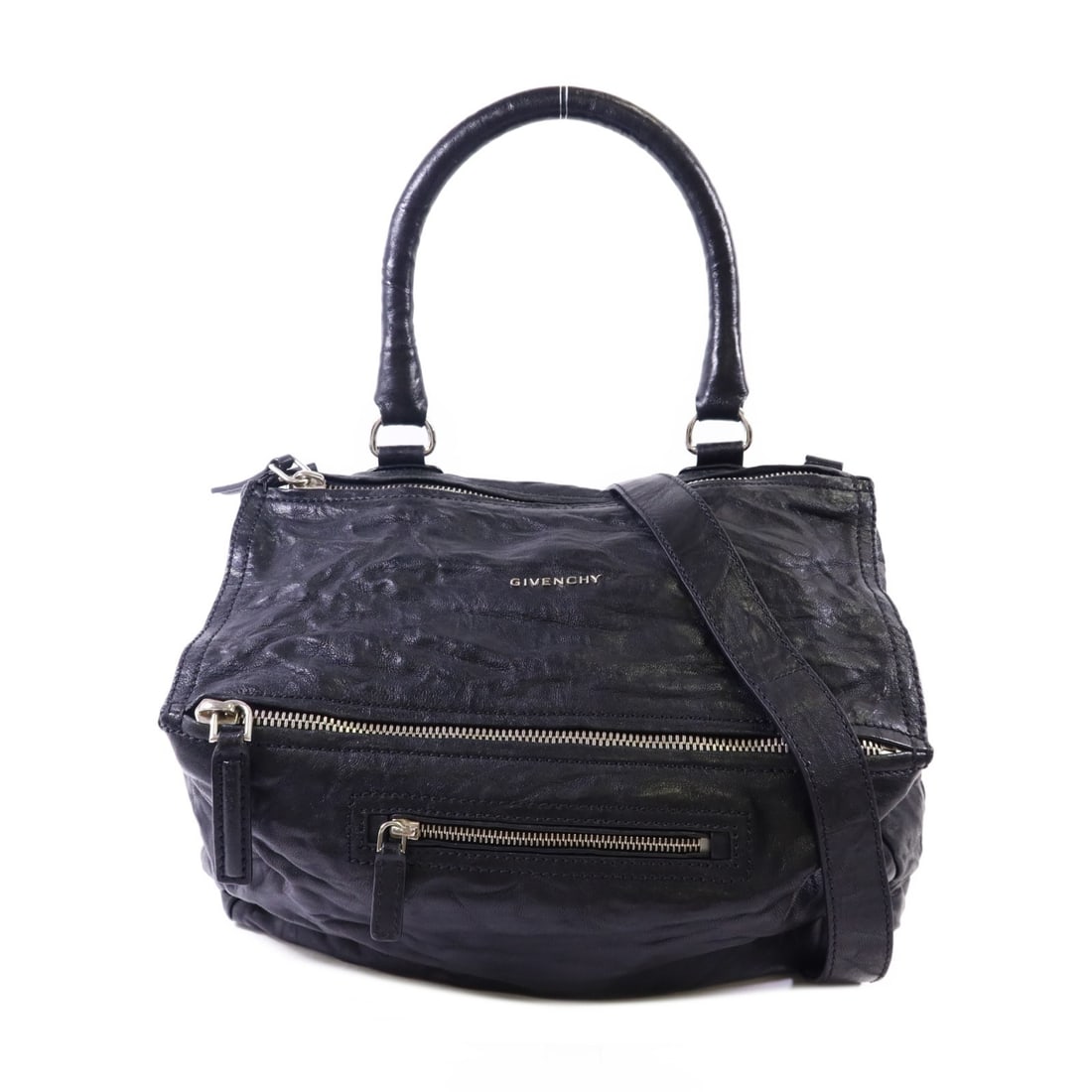 Givenchy Pandora Black Calfskin Medium Shoulder Bag with Silver Hardware (1 of 17)