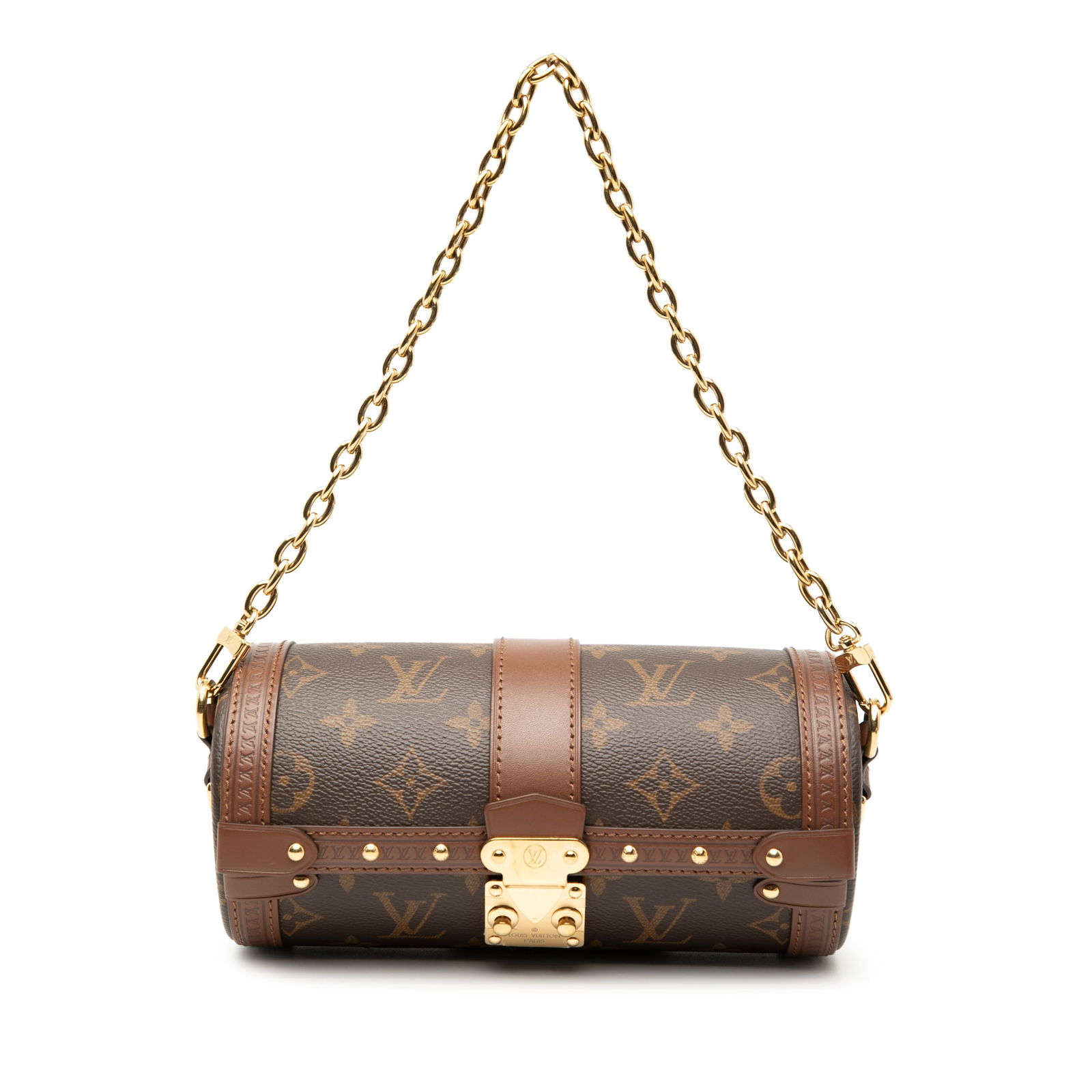 Louis Vuitton Monogram Papillon Trunk with Detachable Chain Handle: Louis Vuitton Monogram Papillon Trunk with Detachable Chain Handle The Louis Vuitton Monogram Papillon Trunk is an exquisite bag that combines functionality with high fashion. It features a classic mo