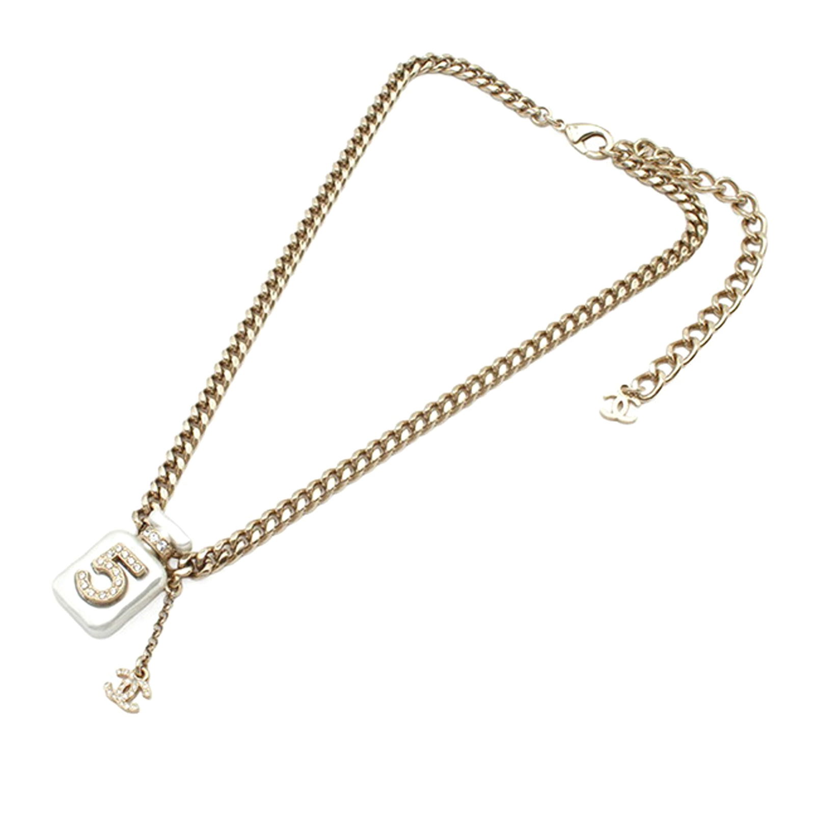 Chanel Gold Plated CC Perfume Bottle Pendant Necklace (1 of 8)