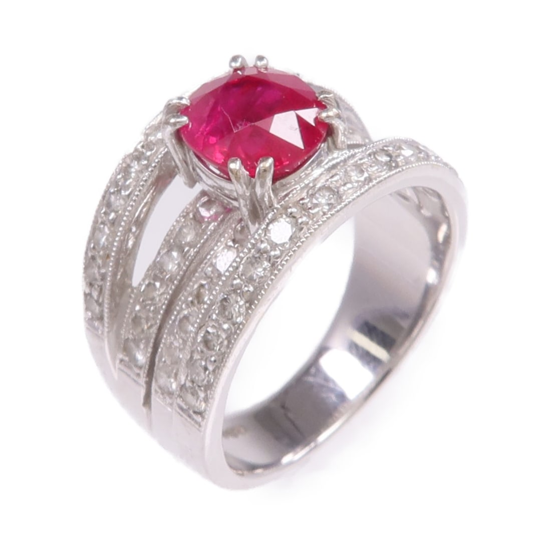 Crystal Gemstone Ring in 18K White Gold Size 4.75 Red Accent (1 of 9)