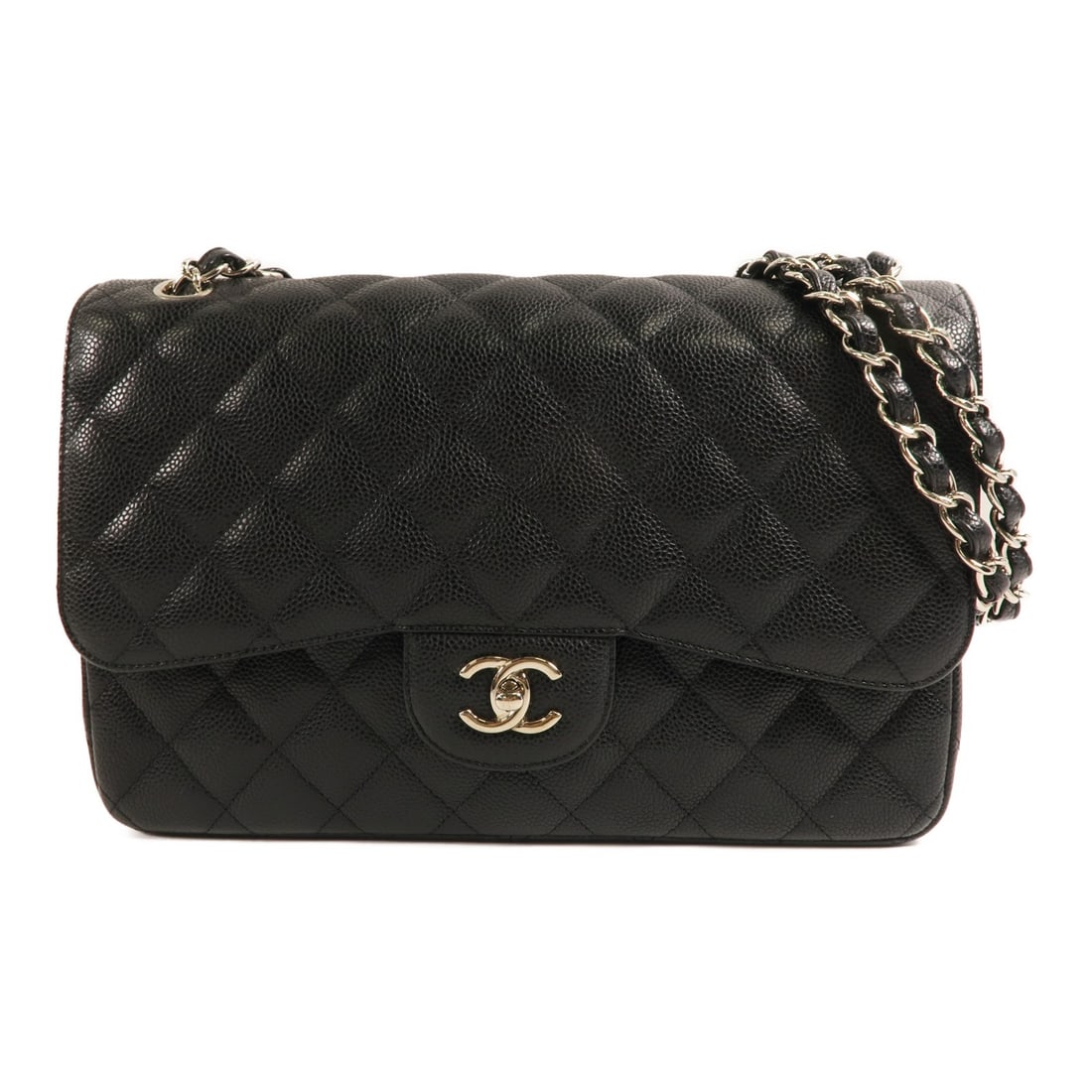 CHANEL Large Classic Chain Shoulder Bag Black Calfskin A58600: CHANEL Large Classic Chain Shoulder Bag Black Calfskin A58600 Introducing the CHANEL CC SHW Large Classic Chain Shoulder Bag, a timeless accessory crafted from luxurious black calfskin leather. This e