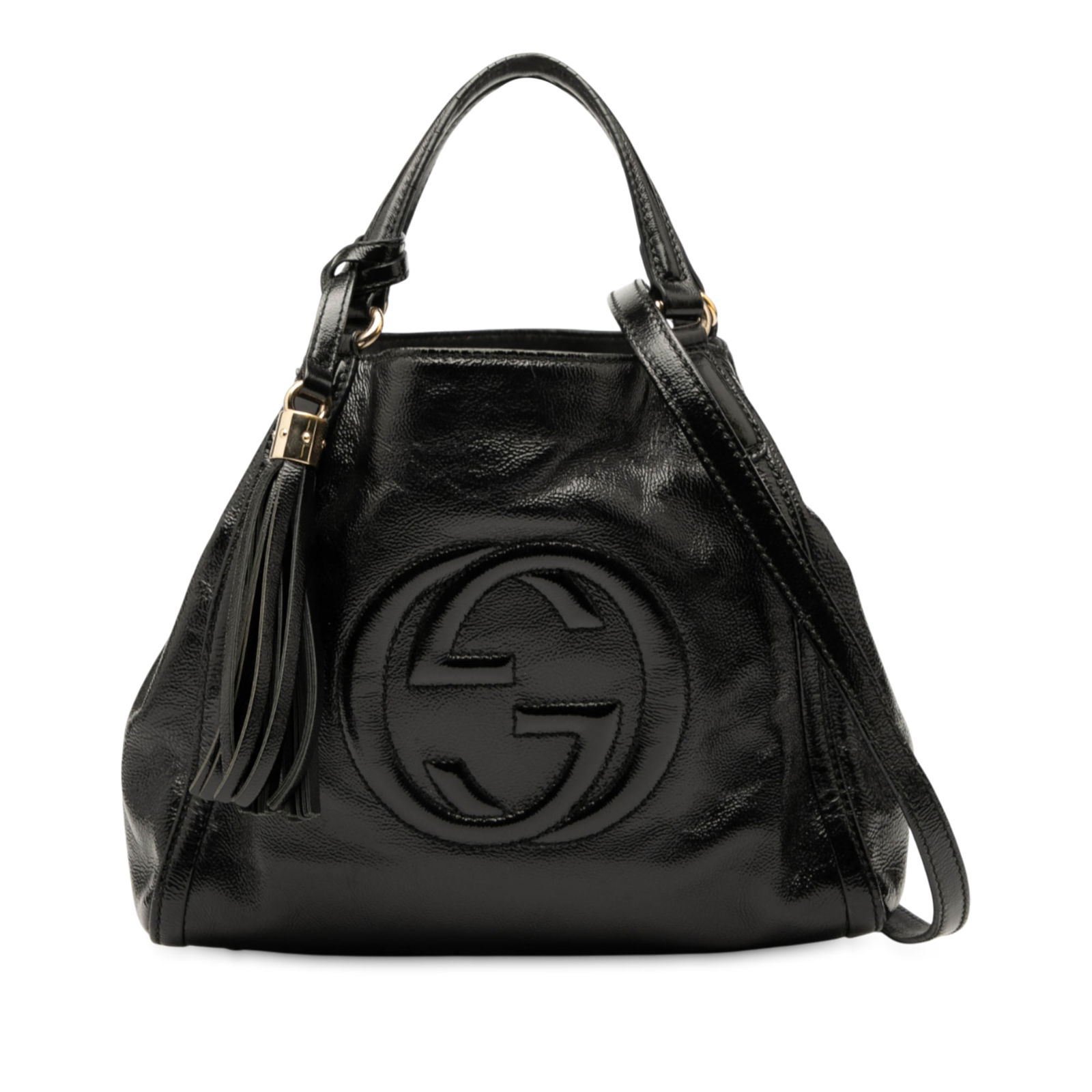 Black Leather Soho Small Satchel Bag with Tassel by Gucci (1 of 7)