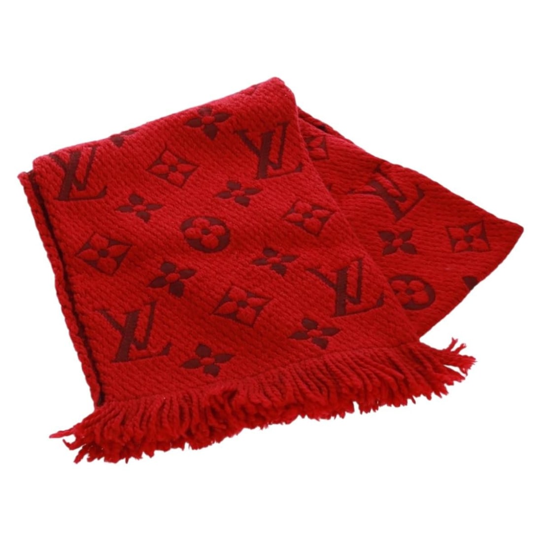 Louis Vuitton Monogram Escalp Wool Scarf Red M74732 Italy (1 of 18)