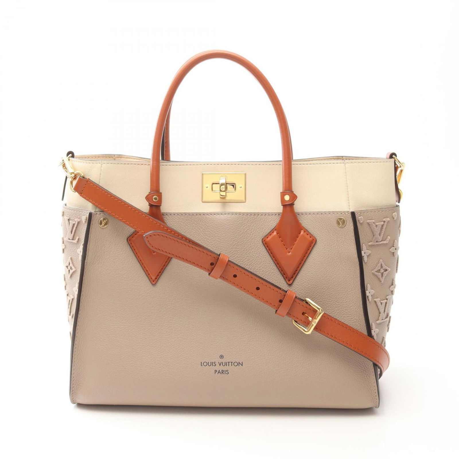 Louis Vuitton On My Side Beige Leather Handbag France (1 of 1)